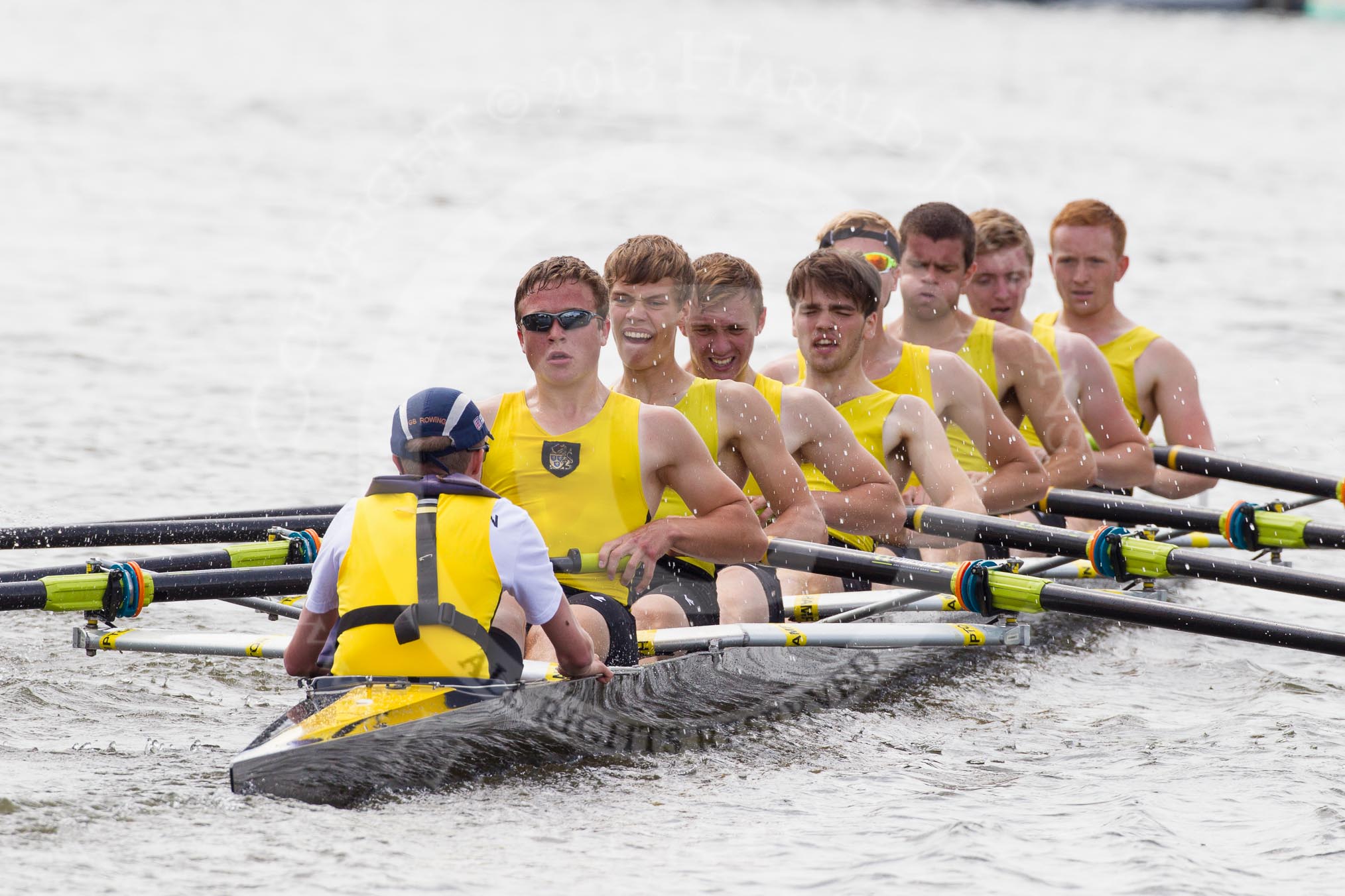 Henley Royal Regatta 2012 (Thursday): Race 32, Princess Elizabeth Challenge Cup:  Hampton School (137, Bucks) v Groton School, U.S.A.  (136, Berks).
River Thames beteen Henley-on-Thames and Remenham/Temple Island ,
Henley-on-Thames,
Oxfordshire,
United Kingdom,
on 28 June 2012 at 12:10, image #230