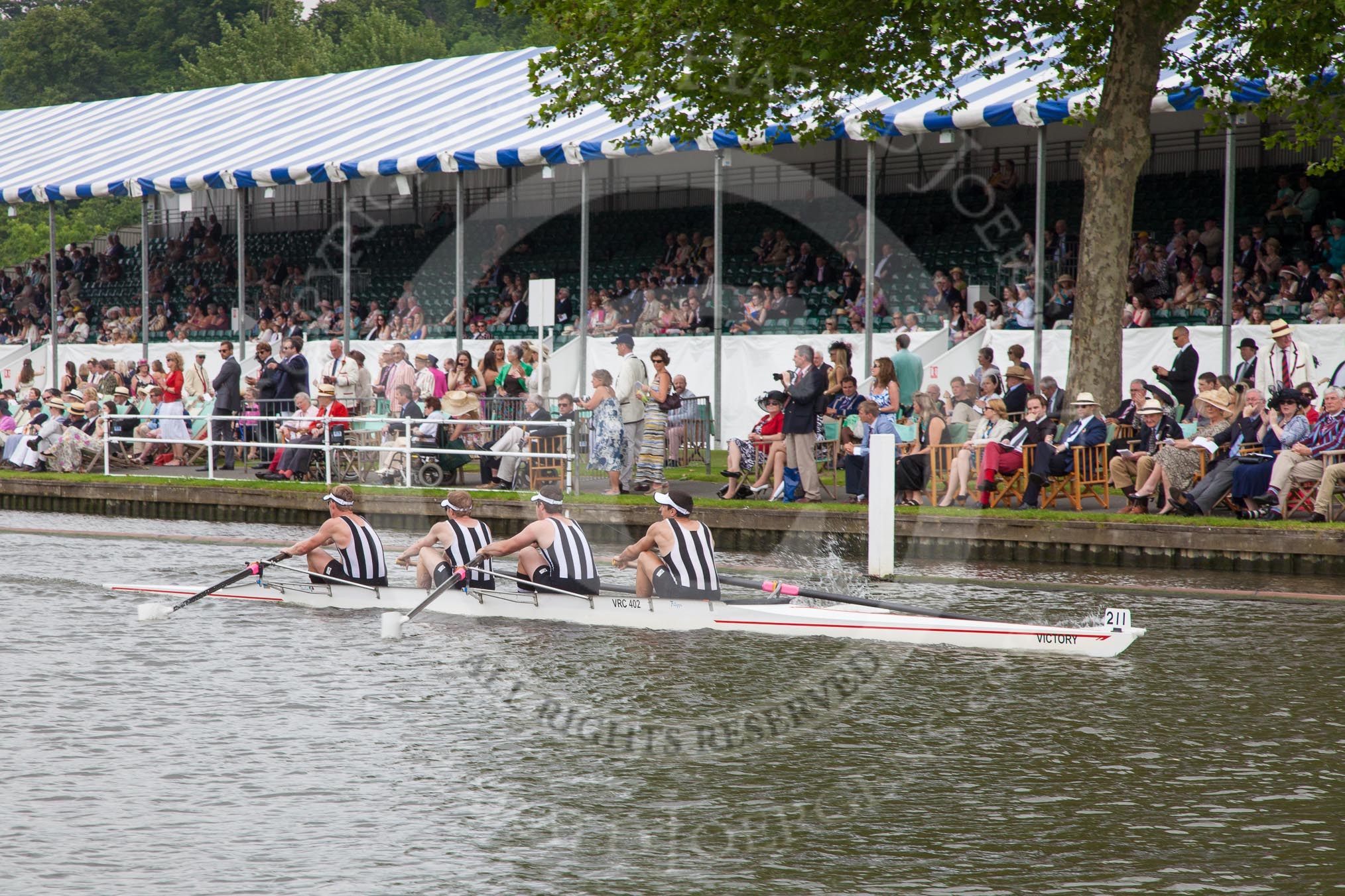 Henley Royal Regatta 2012 (Thursday): Race 37, Wyfold Challenge Cup:  Wallingford Rowing Club (254, Bucks) v Ana Rowing Club, Australia (211, Berks).
River Thames beteen Henley-on-Thames and Remenham/Temple Island ,
Henley-on-Thames,
Oxfordshire,
United Kingdom,
on 28 June 2012 at 14:11, image #264