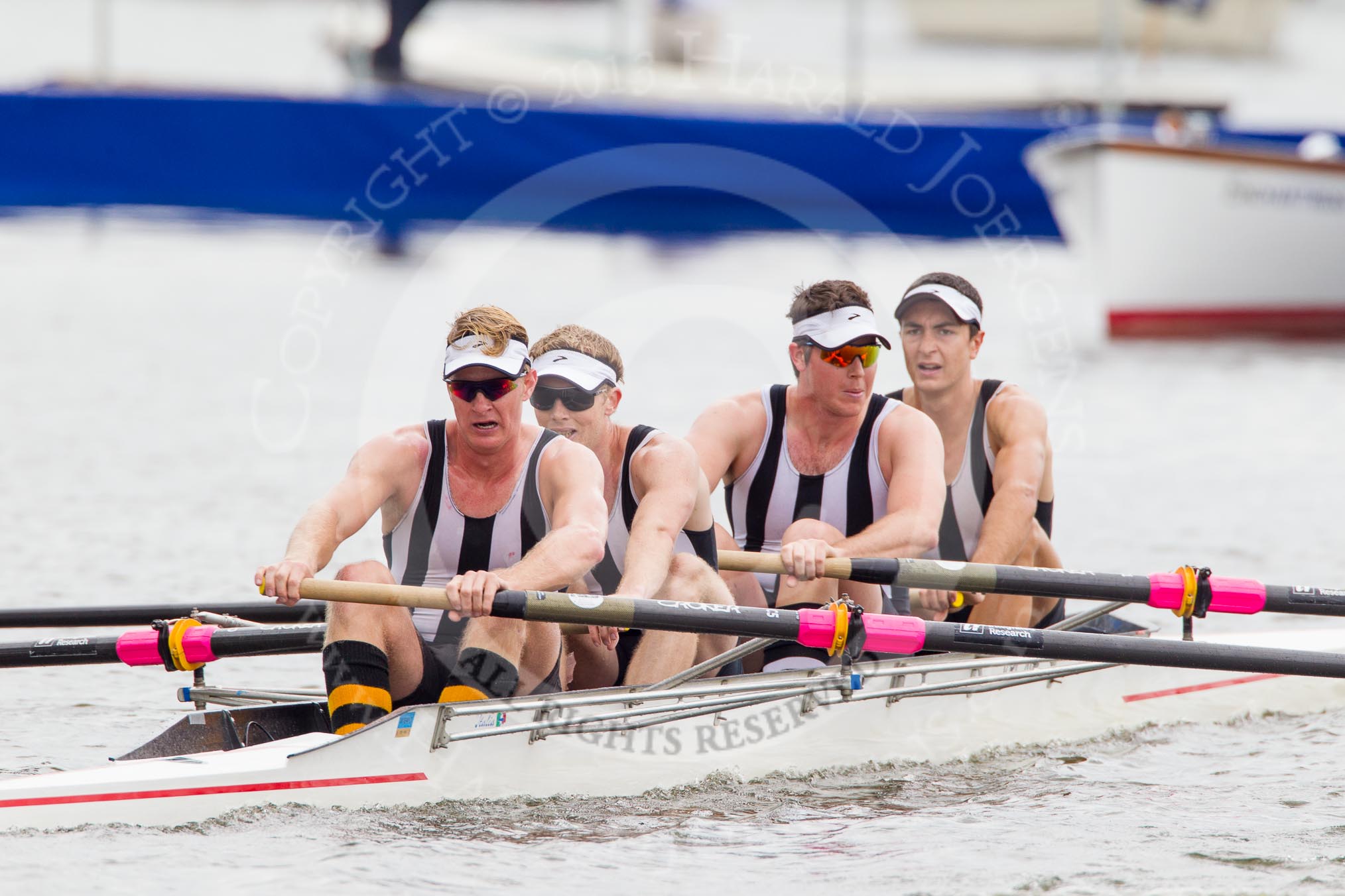 Henley Royal Regatta 2012 (Thursday): Race 37, Wyfold Challenge Cup:  Wallingford Rowing Club (254, Bucks) v Ana Rowing Club, Australia (211, Berks).
River Thames beteen Henley-on-Thames and Remenham/Temple Island ,
Henley-on-Thames,
Oxfordshire,
United Kingdom,
on 28 June 2012 at 14:11, image #268