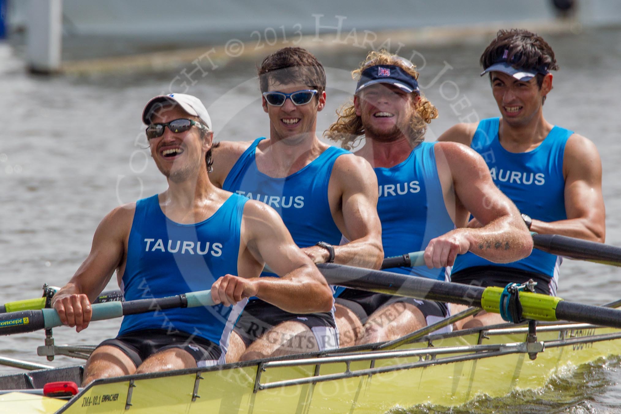 Henley Royal Regatta 2012 (Thursday): Race 48, Visitors' Challenge Cup:  Christ Church, Oxford, and 1829 Boar Club (195, Bucks) v Taurus Boat Club (209, Berks).
River Thames beteen Henley-on-Thames and Remenham/Temple Island ,
Henley-on-Thames,
Oxfordshire,
United Kingdom,
on 28 June 2012 at 15:20, image #350