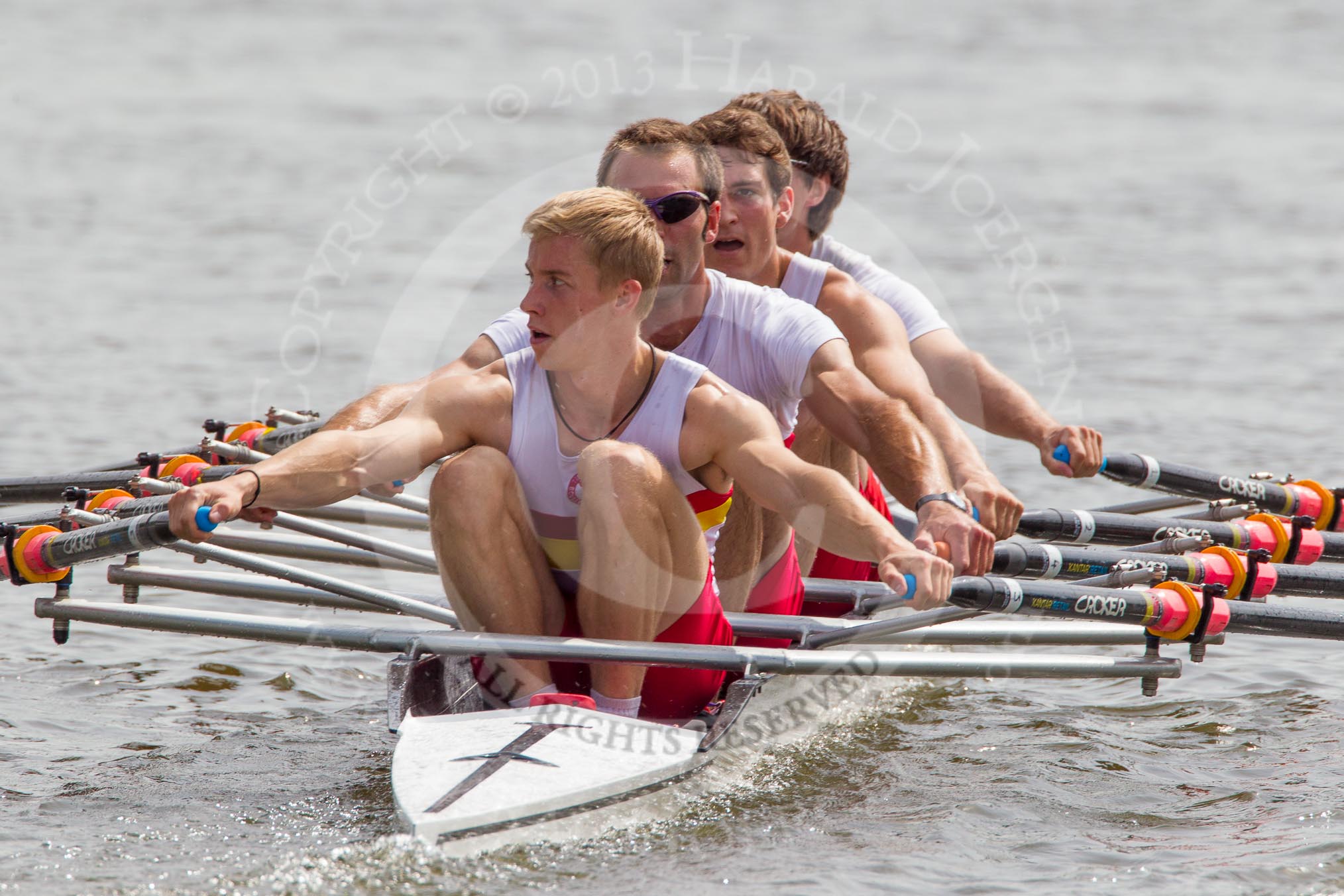 Henley Royal Regatta 2012 (Thursday): Race 49, Prince of Wales Challenge Cup:  The Tideway Scullers' School (285, Bucks) v Cardiff University and Cardiff City Rowing Club (267, Berks).
River Thames beteen Henley-on-Thames and Remenham/Temple Island ,
Henley-on-Thames,
Oxfordshire,
United Kingdom,
on 28 June 2012 at 15:24, image #357