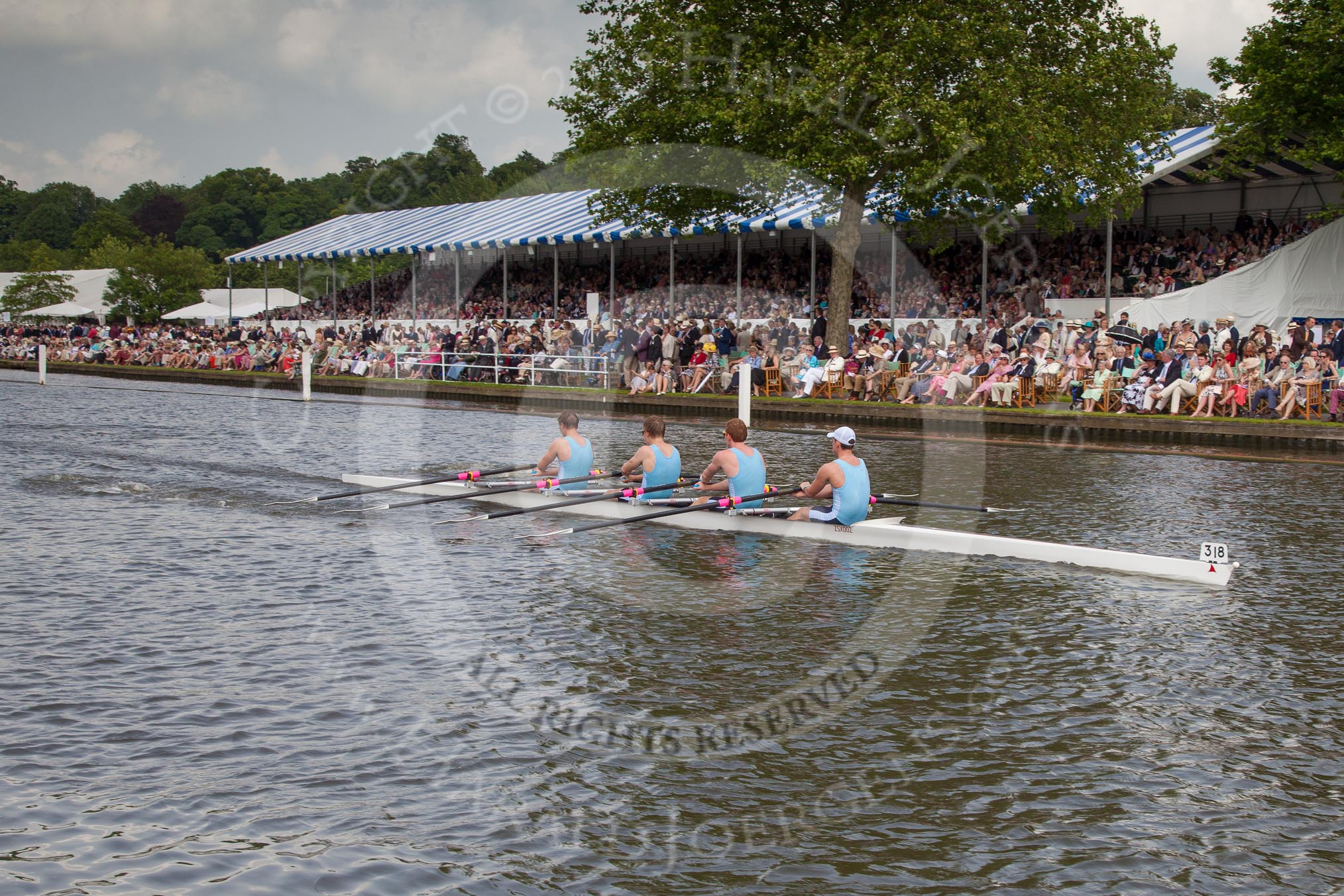 Henley Royal Regatta 2012 (Thursday): Race 50, Fawley Challenge Cup:  Sydney Rowing Club, Australia (318, Bucks) v Star Club (317, Berks).
River Thames beteen Henley-on-Thames and Remenham/Temple Island ,
Henley-on-Thames,
Oxfordshire,
United Kingdom,
on 28 June 2012 at 15:29, image #361