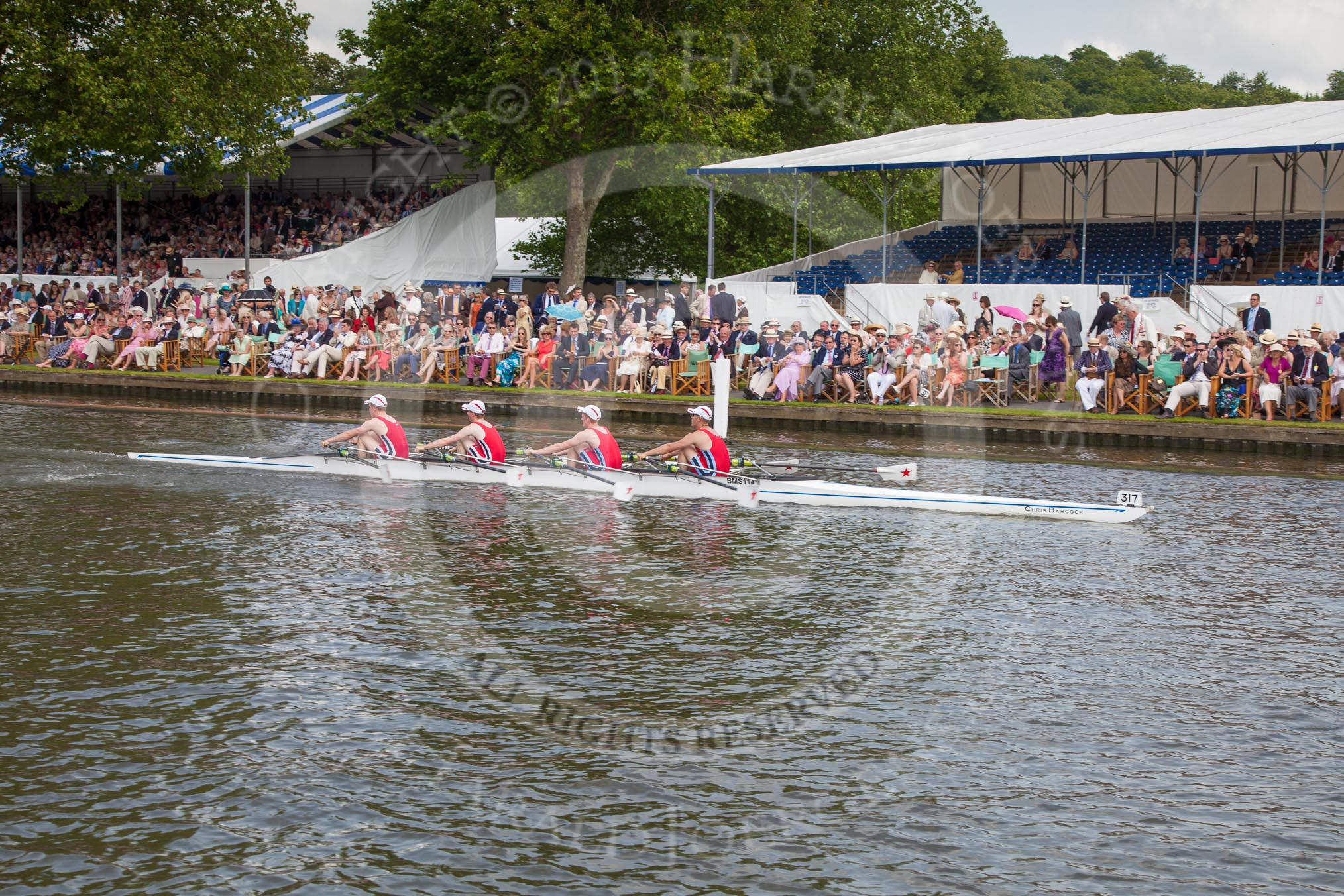 Henley Royal Regatta 2012 (Thursday): Race 50, Fawley Challenge Cup:  Sydney Rowing Club, Australia (318, Bucks) v Star Club (317, Berks).
River Thames beteen Henley-on-Thames and Remenham/Temple Island ,
Henley-on-Thames,
Oxfordshire,
United Kingdom,
on 28 June 2012 at 15:30, image #364