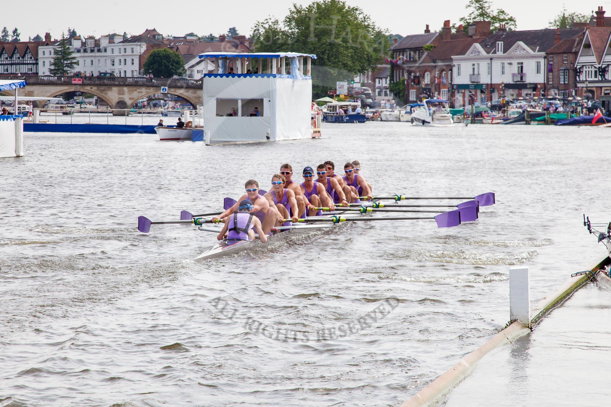 Henley Royal Regatta 2012 (Thursday): Race 51, Temple Challenge Cup:  Durham University (68, Bucks) v Amsterdamsche Studenten Roeivereenigung Nereus, Holland 'B' (56, Berks).
River Thames beteen Henley-on-Thames and Remenham/Temple Island ,
Henley-on-Thames,
Oxfordshire,
United Kingdom,
on 28 June 2012 at 15:35, image #373