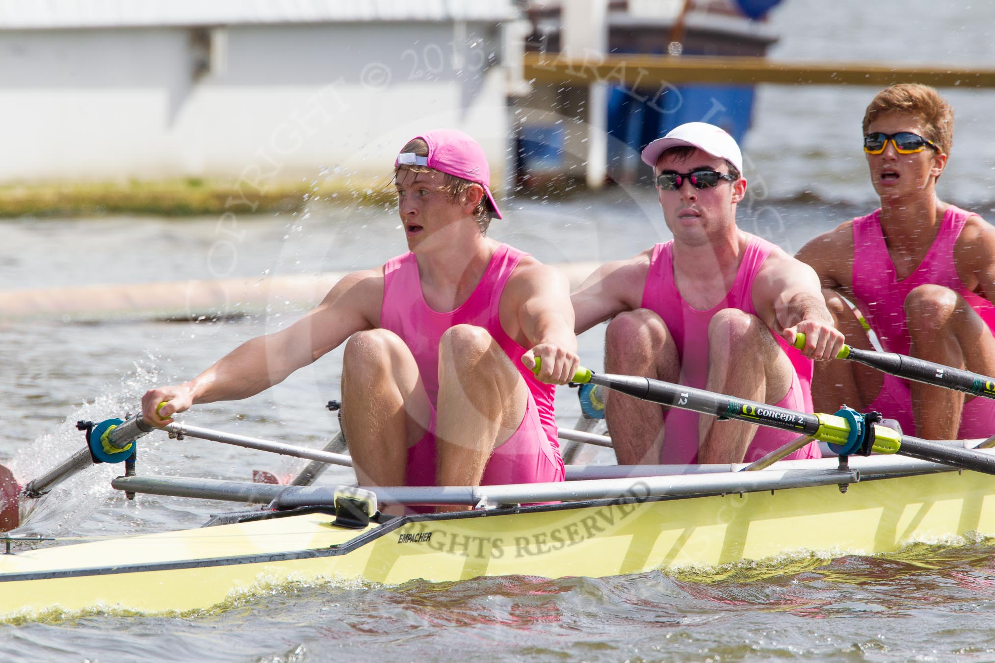 Henley Royal Regatta 2012 (Thursday): Race 54, Fawley Challenge Cup:  Melbourne Grammar School, Australia (308, Bucks) v Westminster School (327, Berks).
River Thames beteen Henley-on-Thames and Remenham/Temple Island ,
Henley-on-Thames,
Oxfordshire,
United Kingdom,
on 28 June 2012 at 15:53, image #394