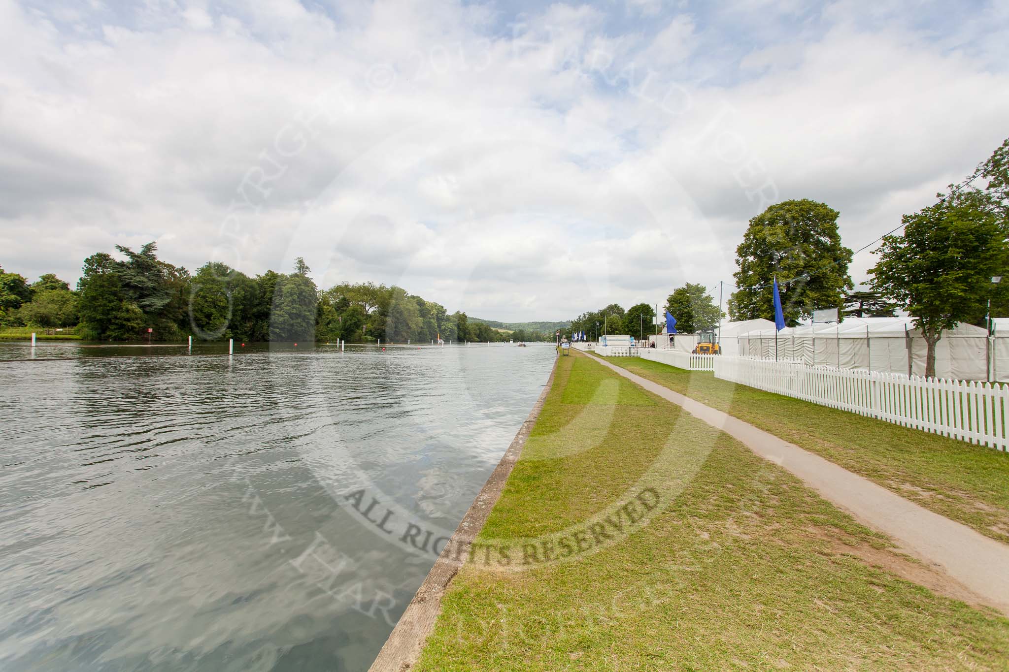 Henley Royal Regatta 2013 (Monday): Preparations for the regatta - tents on the eastern side of the Thames..
River Thames between Henley and Temple Island,
Henley-on-Thames,
Berkshire,
United Kingdom,
on 01 July 2013 at 14:47, image #20