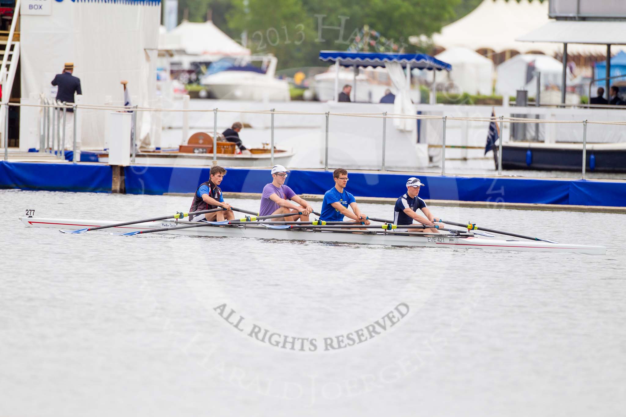 Henley Royal Regatta 2013, Thursday.
River Thames between Henley and Temple Island,
Henley-on-Thames,
Berkshire,
United Kingdom,
on 04 July 2013 at 09:06, image #16