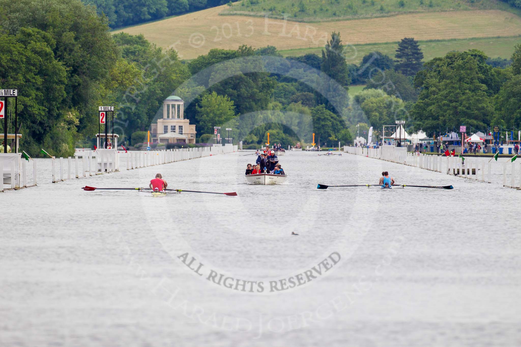 Henley Royal Regatta 2013, Thursday.
River Thames between Henley and Temple Island,
Henley-on-Thames,
Berkshire,
United Kingdom,
on 04 July 2013 at 09:17, image #20