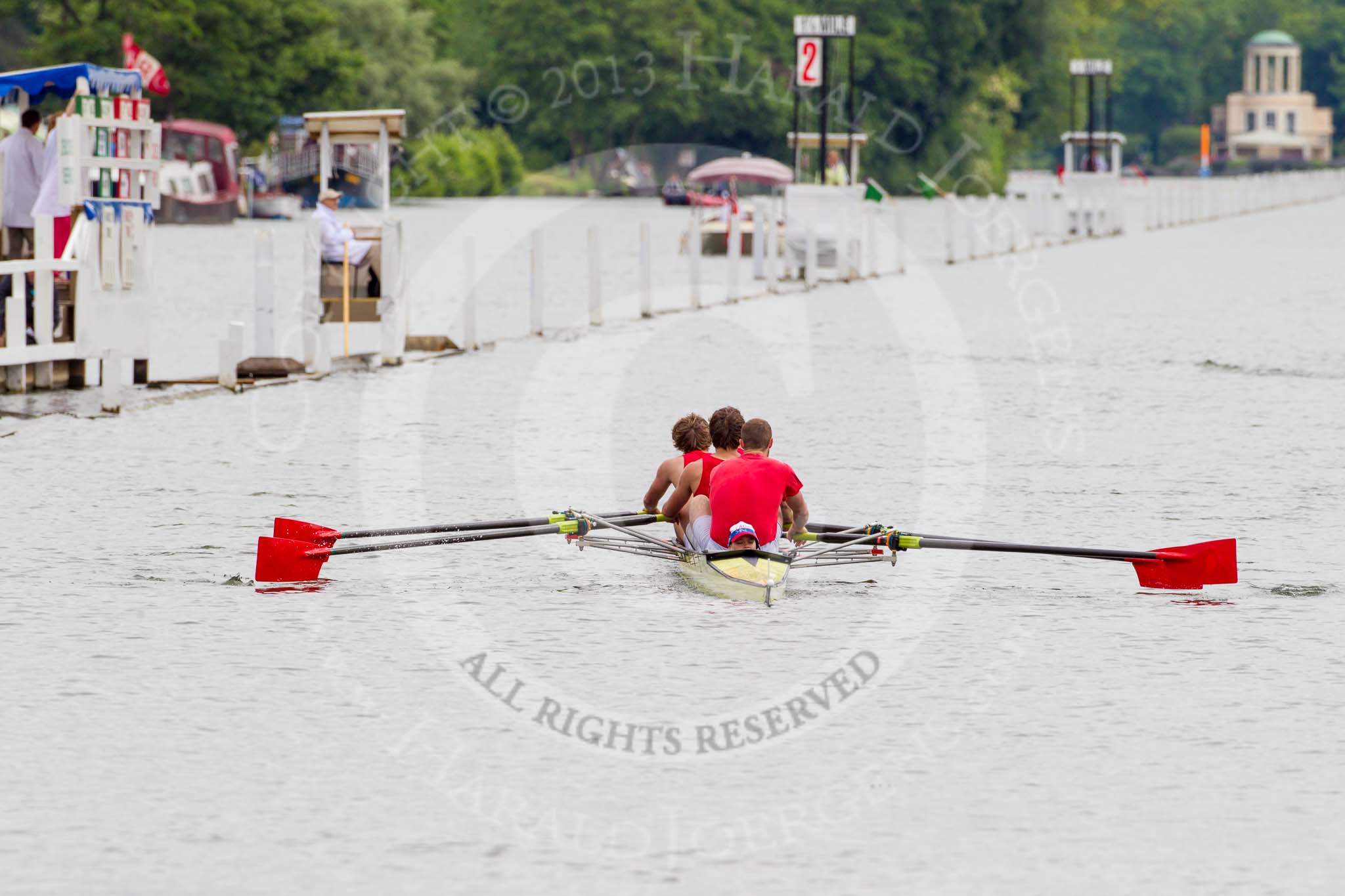 Henley Royal Regatta 2013, Thursday.
River Thames between Henley and Temple Island,
Henley-on-Thames,
Berkshire,
United Kingdom,
on 04 July 2013 at 09:18, image #24