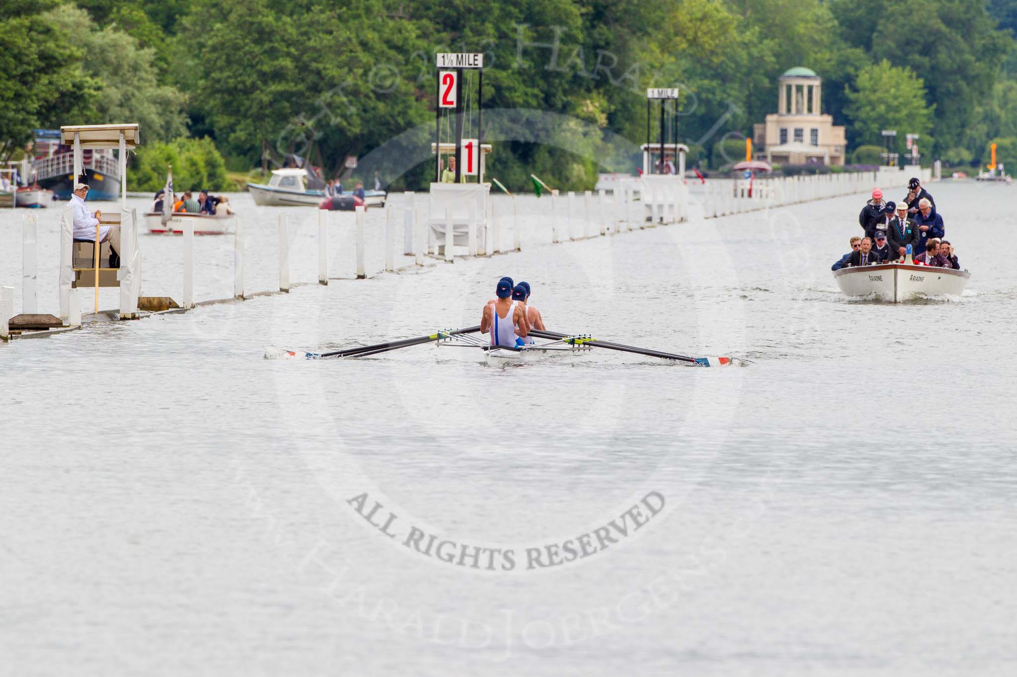 Henley Royal Regatta 2013, Thursday.
River Thames between Henley and Temple Island,
Henley-on-Thames,
Berkshire,
United Kingdom,
on 04 July 2013 at 09:22, image #31