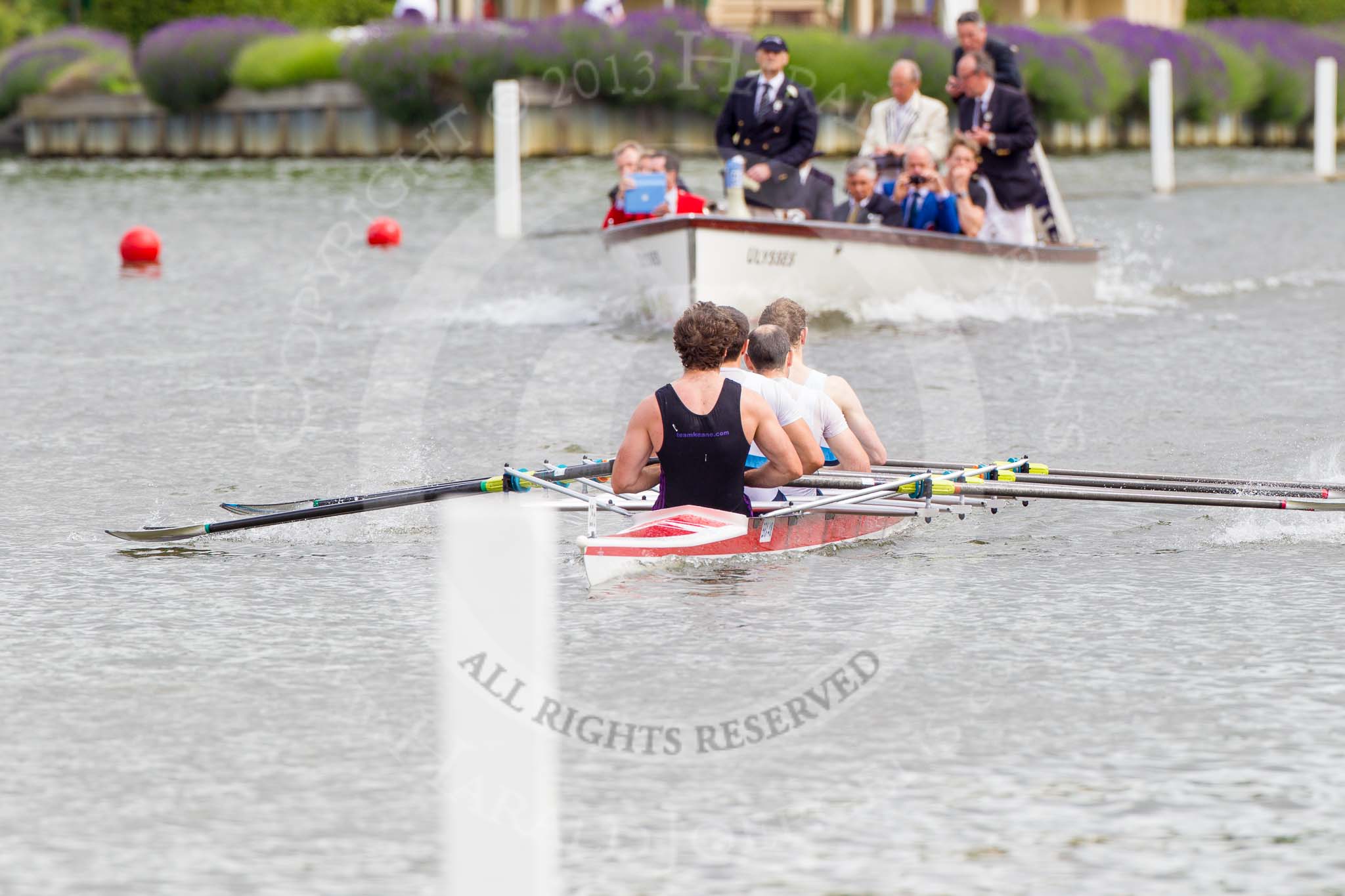 Henley Royal Regatta 2013, Thursday.
River Thames between Henley and Temple Island,
Henley-on-Thames,
Berkshire,
United Kingdom,
on 04 July 2013 at 10:36, image #63