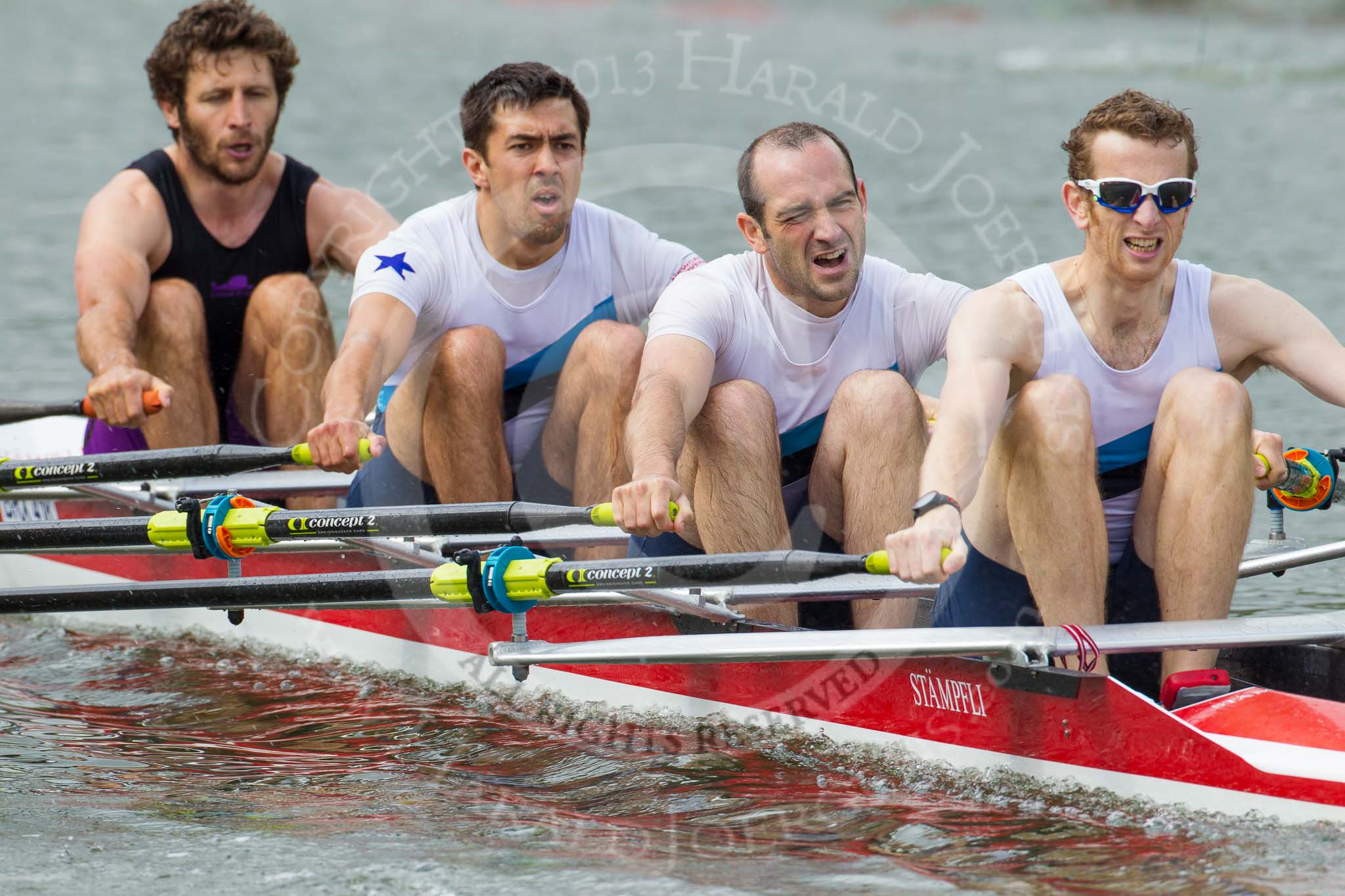 Henley Royal Regatta 2013, Thursday.
River Thames between Henley and Temple Island,
Henley-on-Thames,
Berkshire,
United Kingdom,
on 04 July 2013 at 10:37, image #66