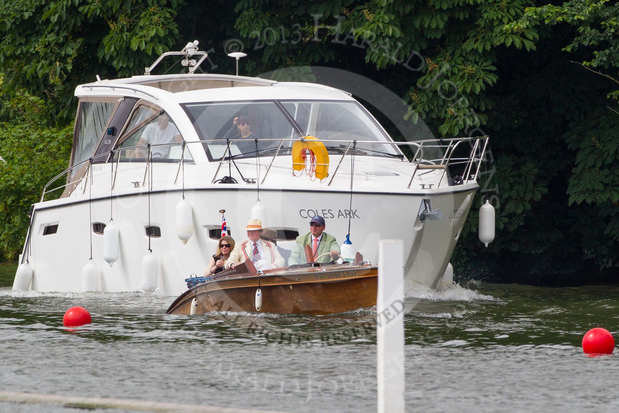 Henley Royal Regatta 2013, Thursday.
River Thames between Henley and Temple Island,
Henley-on-Thames,
Berkshire,
United Kingdom,
on 04 July 2013 at 10:42, image #81