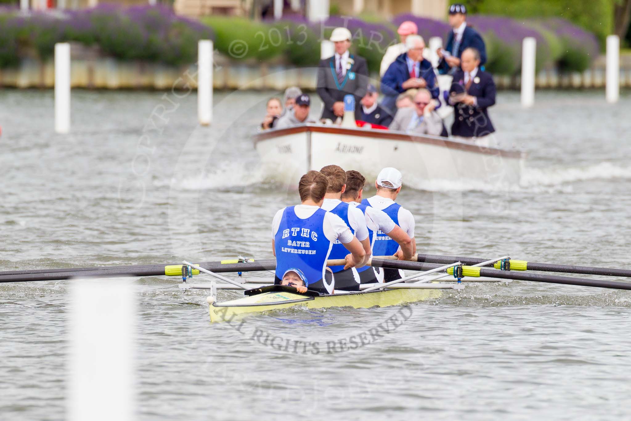 Henley Royal Regatta 2013, Thursday.
River Thames between Henley and Temple Island,
Henley-on-Thames,
Berkshire,
United Kingdom,
on 04 July 2013 at 10:47, image #85