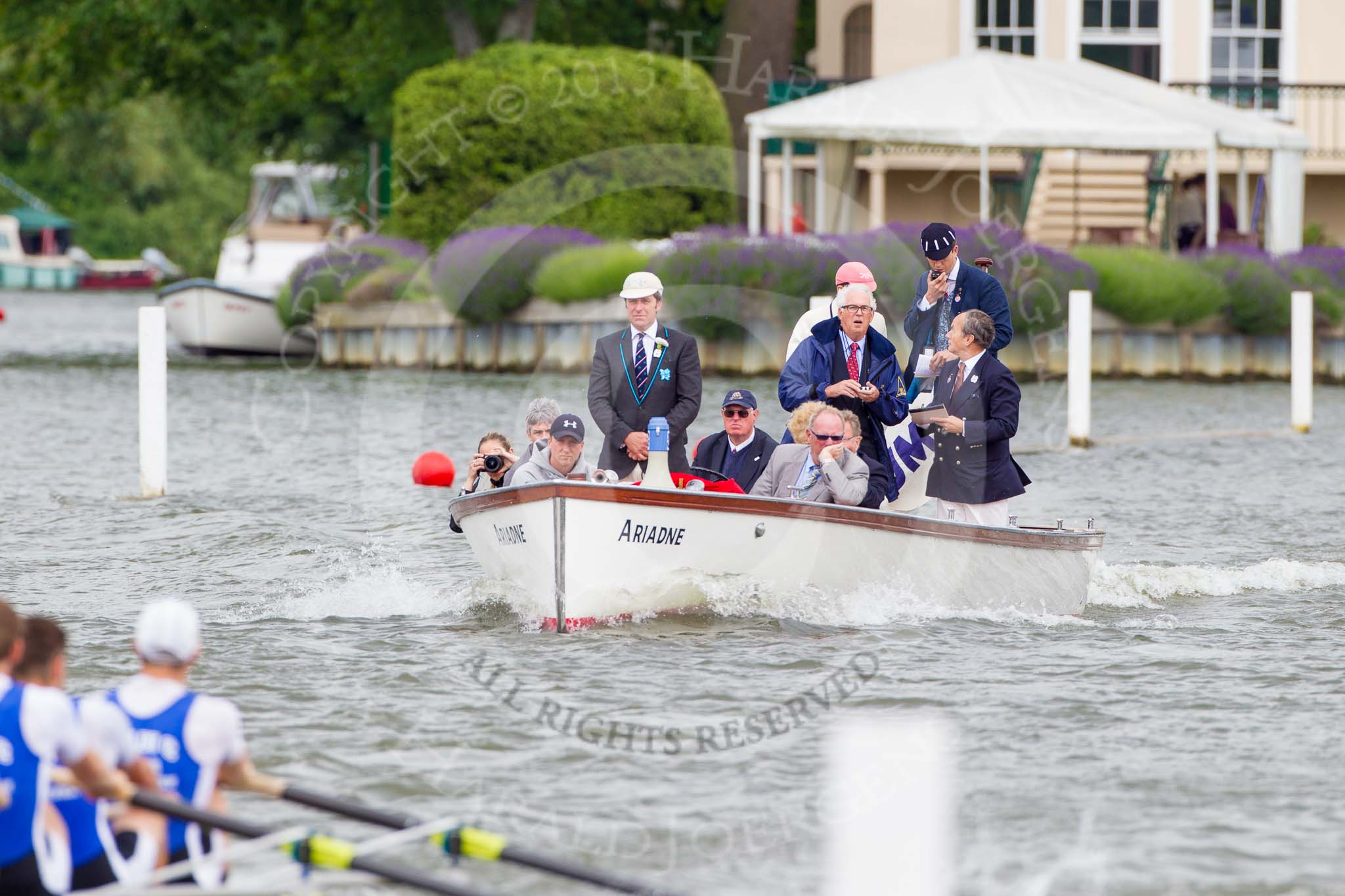 Henley Royal Regatta 2013, Thursday.
River Thames between Henley and Temple Island,
Henley-on-Thames,
Berkshire,
United Kingdom,
on 04 July 2013 at 10:47, image #86