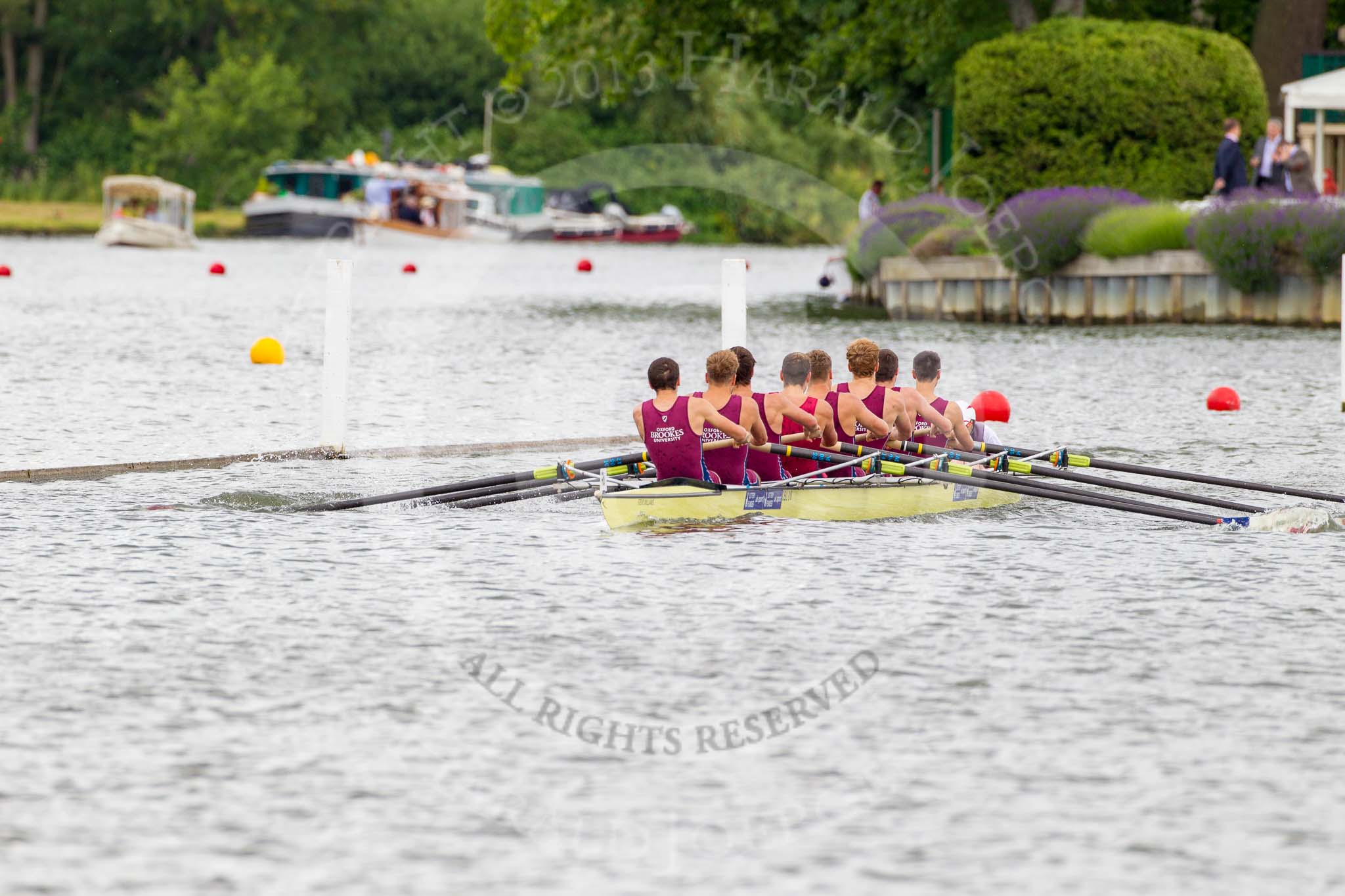 Henley Royal Regatta 2013, Thursday.
River Thames between Henley and Temple Island,
Henley-on-Thames,
Berkshire,
United Kingdom,
on 04 July 2013 at 11:07, image #134