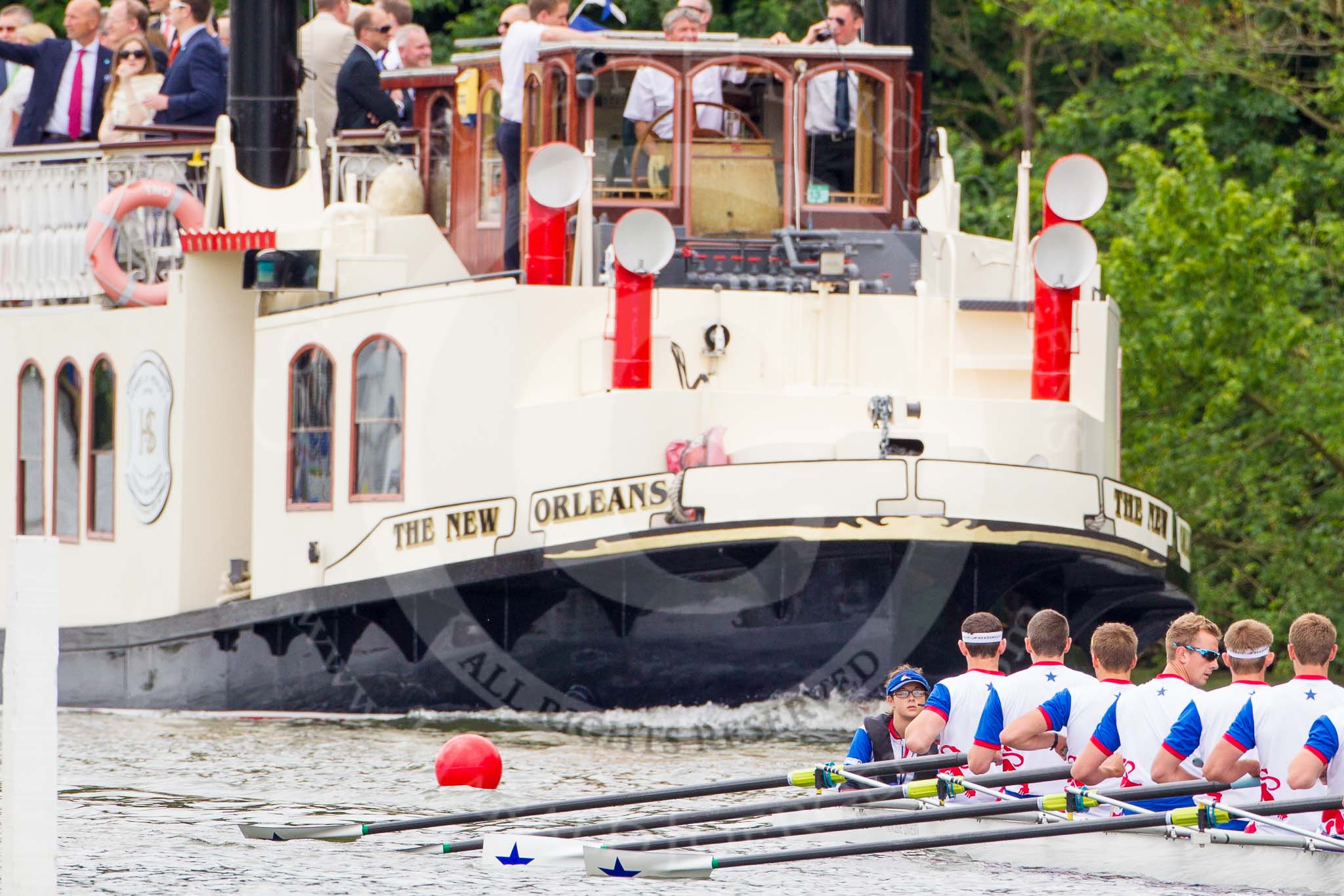 Henley Royal Regatta 2013, Thursday.
River Thames between Henley and Temple Island,
Henley-on-Thames,
Berkshire,
United Kingdom,
on 04 July 2013 at 11:16, image #165