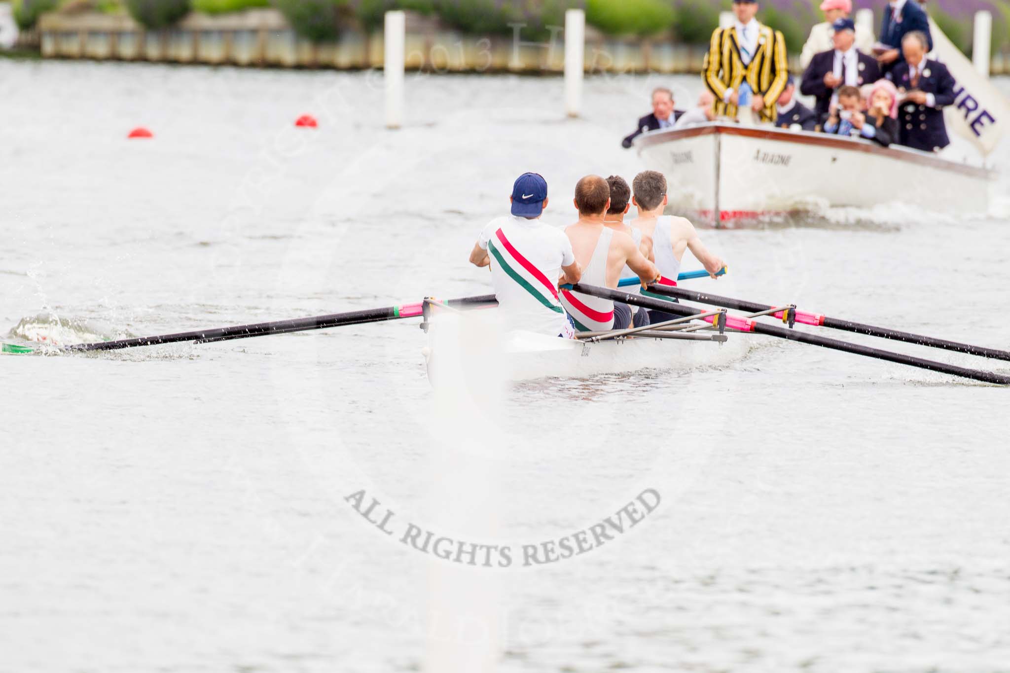 Henley Royal Regatta 2013, Thursday.
River Thames between Henley and Temple Island,
Henley-on-Thames,
Berkshire,
United Kingdom,
on 04 July 2013 at 11:16, image #167