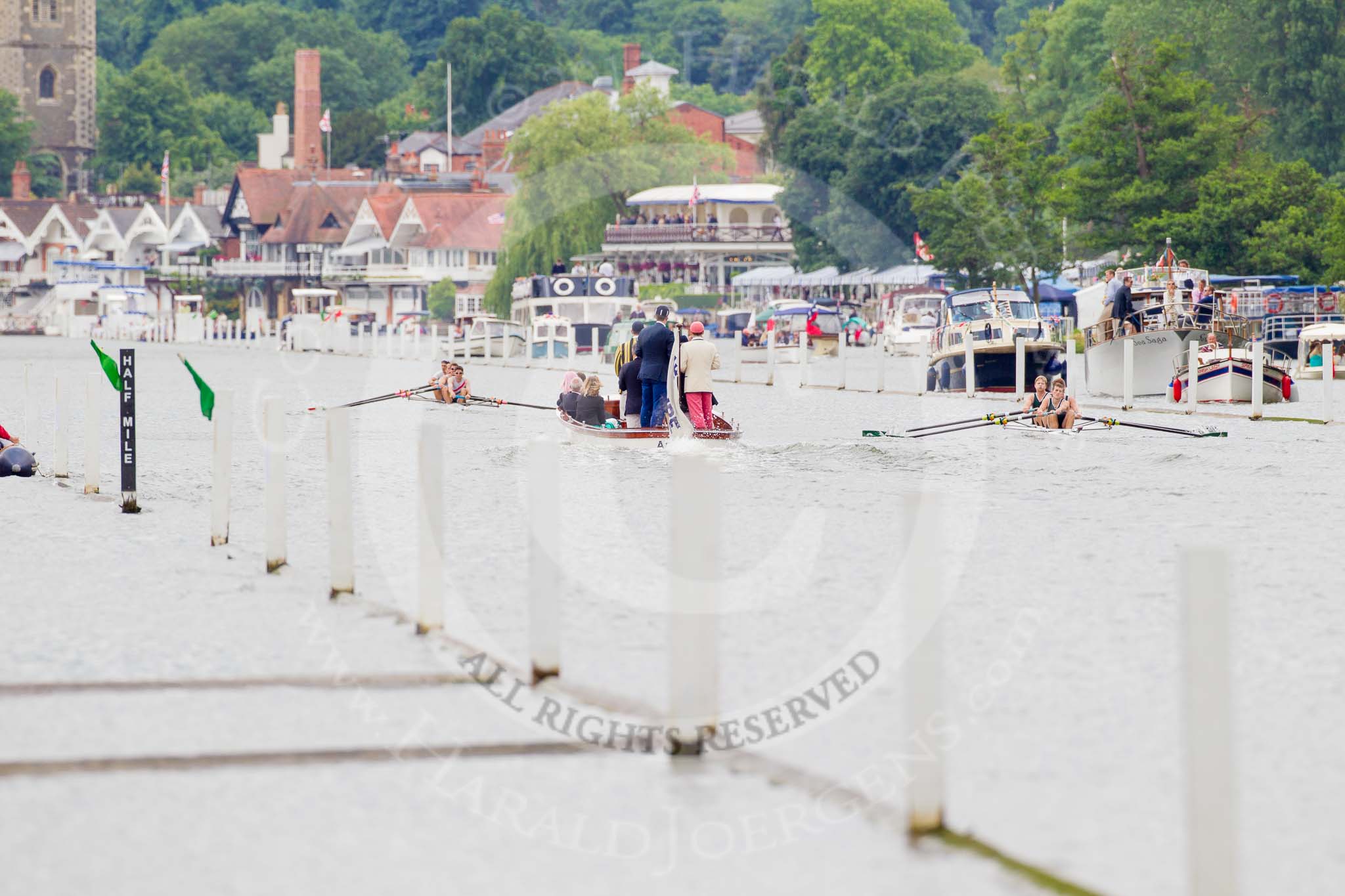 Henley Royal Regatta 2013, Thursday.
River Thames between Henley and Temple Island,
Henley-on-Thames,
Berkshire,
United Kingdom,
on 04 July 2013 at 11:18, image #176