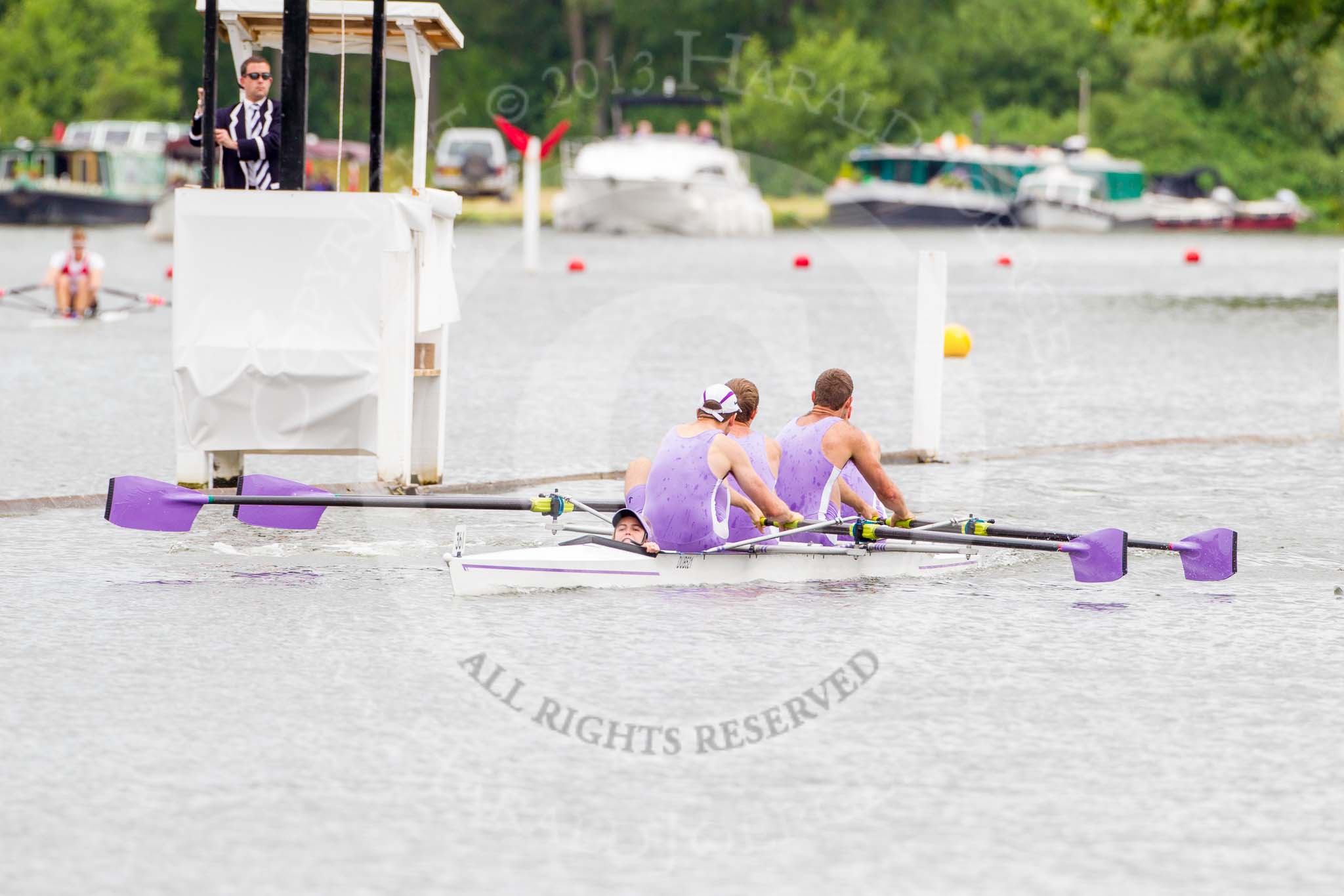 Henley Royal Regatta 2013, Thursday.
River Thames between Henley and Temple Island,
Henley-on-Thames,
Berkshire,
United Kingdom,
on 04 July 2013 at 11:24, image #183