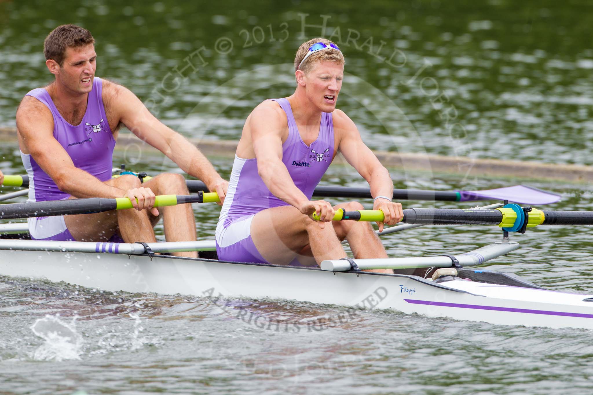 Henley Royal Regatta 2013, Thursday.
River Thames between Henley and Temple Island,
Henley-on-Thames,
Berkshire,
United Kingdom,
on 04 July 2013 at 11:25, image #191