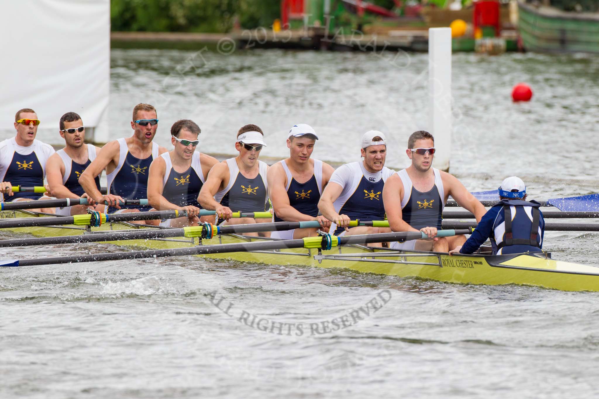 Henley Royal Regatta 2013, Thursday.
River Thames between Henley and Temple Island,
Henley-on-Thames,
Berkshire,
United Kingdom,
on 04 July 2013 at 11:31, image #210