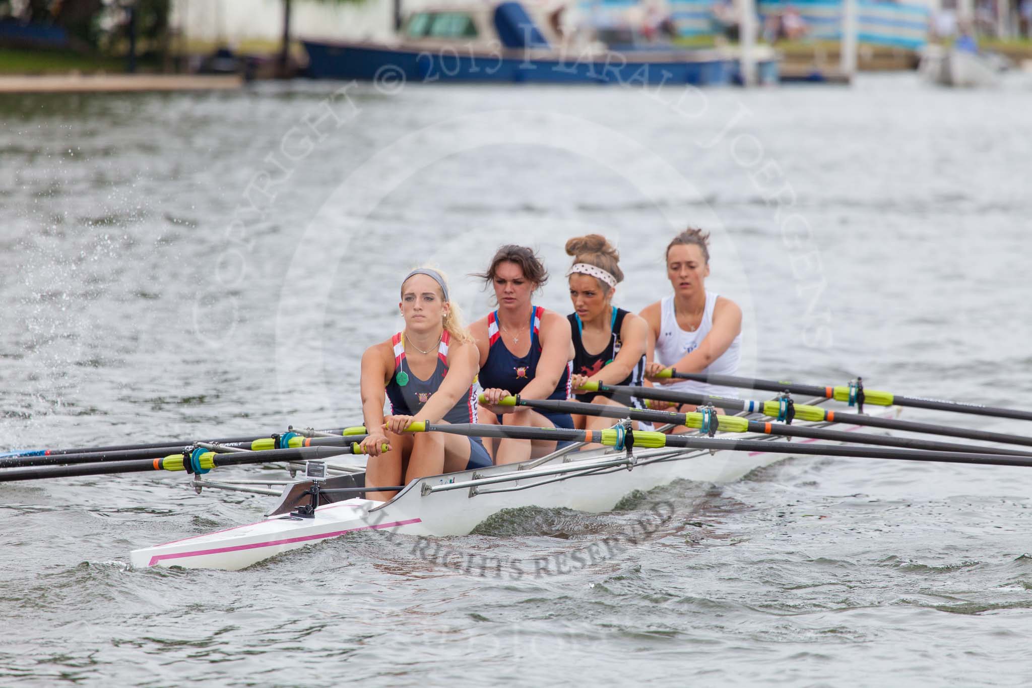 Henley Royal Regatta 2013, Thursday.
River Thames between Henley and Temple Island,
Henley-on-Thames,
Berkshire,
United Kingdom,
on 04 July 2013 at 12:38, image #249