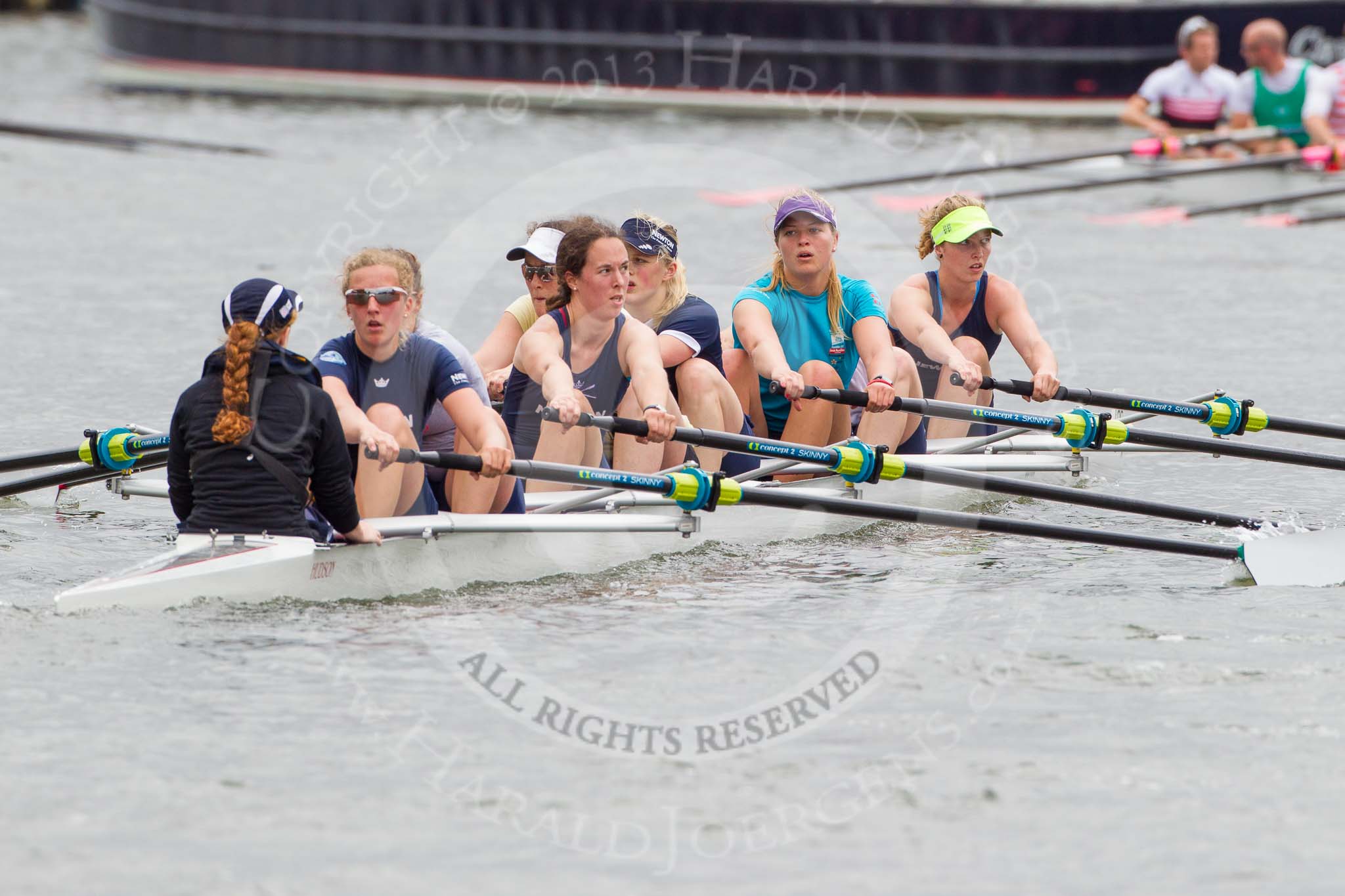 Henley Royal Regatta 2013, Thursday.
River Thames between Henley and Temple Island,
Henley-on-Thames,
Berkshire,
United Kingdom,
on 04 July 2013 at 12:44, image #268