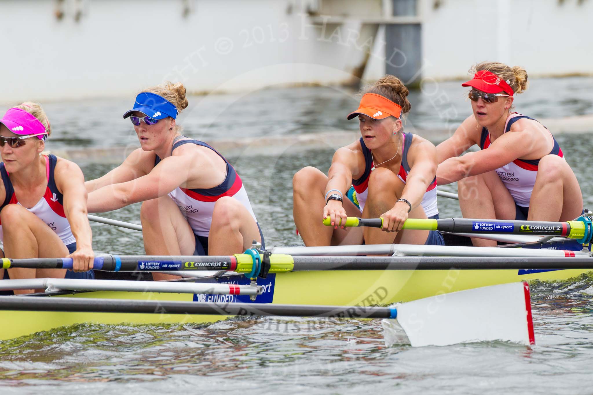 Henley Royal Regatta 2013, Thursday.
River Thames between Henley and Temple Island,
Henley-on-Thames,
Berkshire,
United Kingdom,
on 04 July 2013 at 12:45, image #272