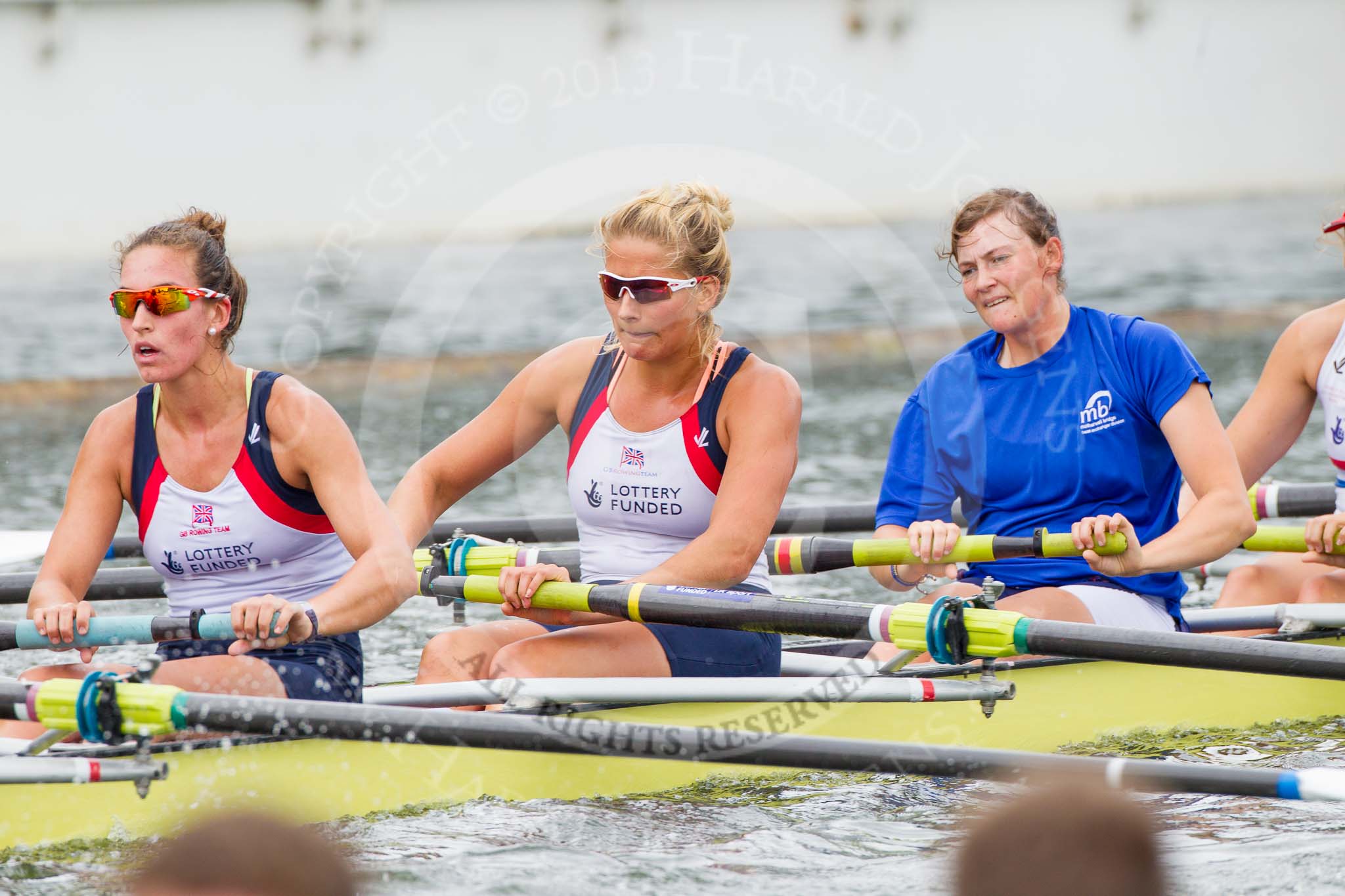 Henley Royal Regatta 2013, Thursday.
River Thames between Henley and Temple Island,
Henley-on-Thames,
Berkshire,
United Kingdom,
on 04 July 2013 at 13:01, image #296