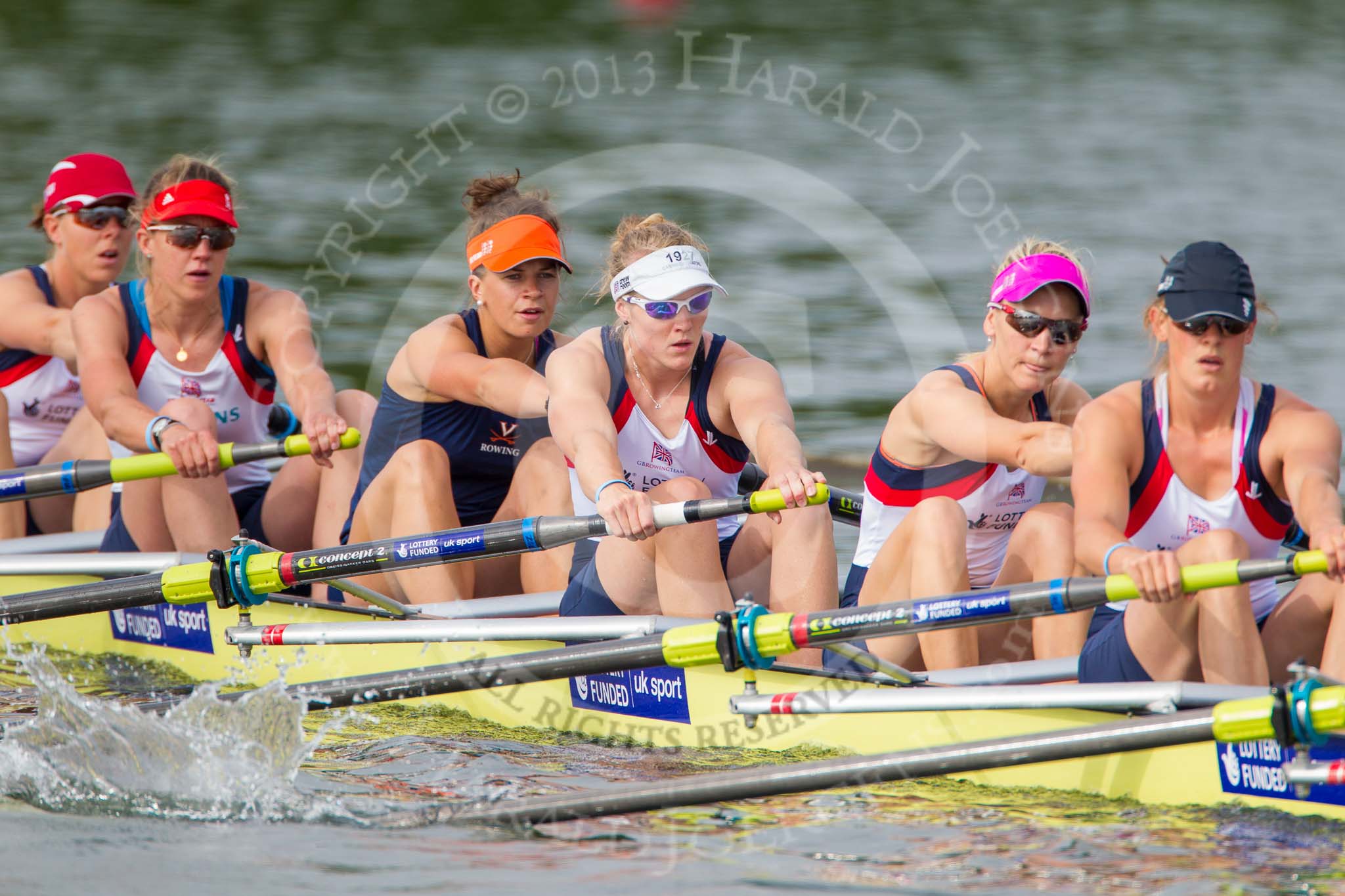 Henley Royal Regatta 2013, Saturday: The Leander Club and Oxford Brookes University eight during a training session in the morning. Image #22, 06 July 2013 08:57 River Thames, Henley on Thames, UK