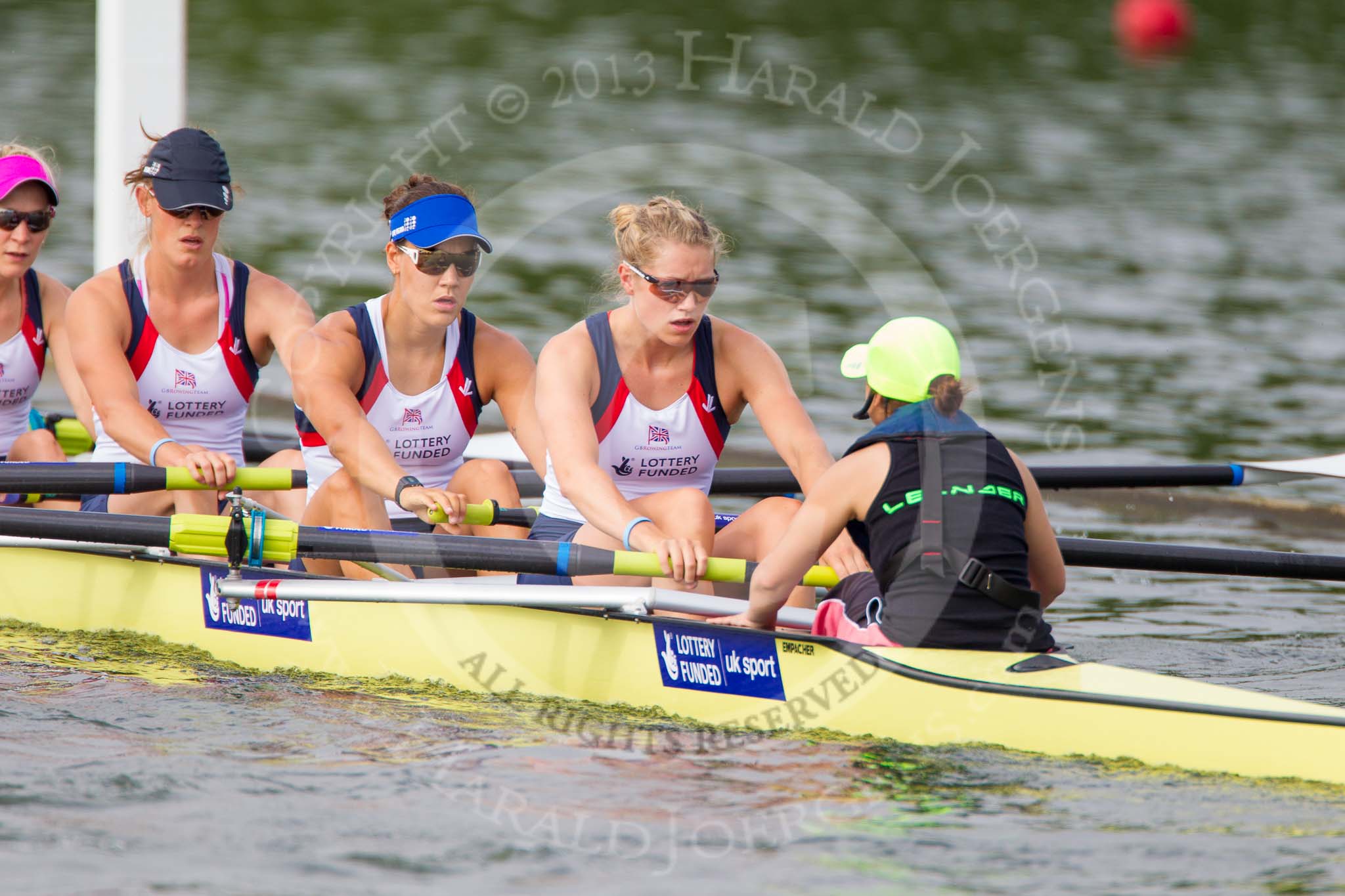 Henley Royal Regatta 2013, Saturday: The Leander Club and Oxford Brookes University eight during a training session in the morning. Image #23, 06 July 2013 08:57 River Thames, Henley on Thames, UK