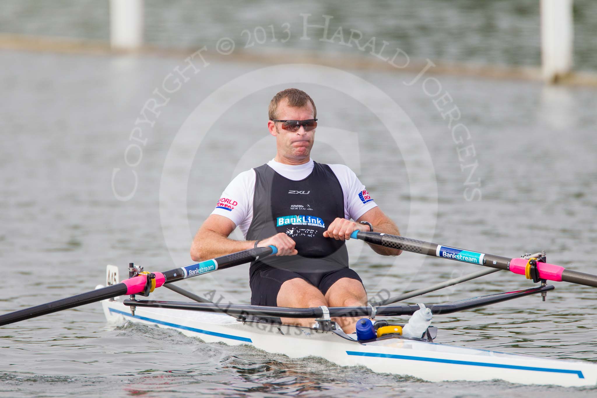 Henley Royal Regatta 2013, Saturday: Mahé Drysdale (West End Rowing Club, New Zealand), current Olympic champion and five-time World champion in the single sculls, during a training session in the morning. Image #26, 06 July 2013 08:57 River Thames, Henley on Thames, UK