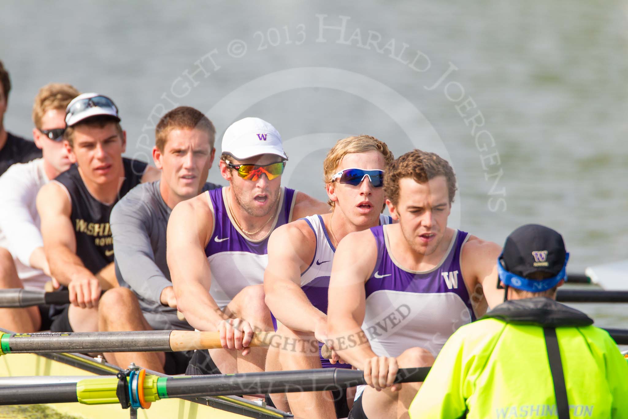 Henley Royal Regatta 2013, Saturday: The University of Washington, U.S.A., eight during a practice session in the morning. Image #50, 06 July 2013 09:13 River Thames, Henley on Thames, UK