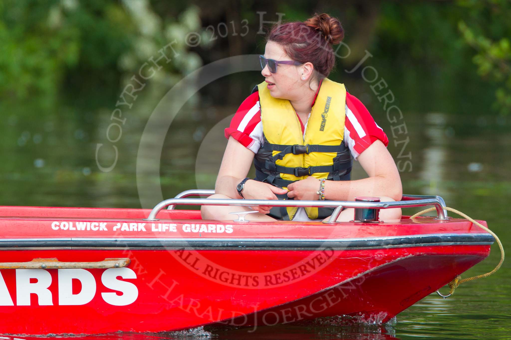 Henley Royal Regatta 2013, Saturday: The Coldwick Park Life Guards patrolling the River Thames during the Henley Royal Regatta. Image #51, 06 July 2013 09:16 River Thames, Henley on Thames, UK