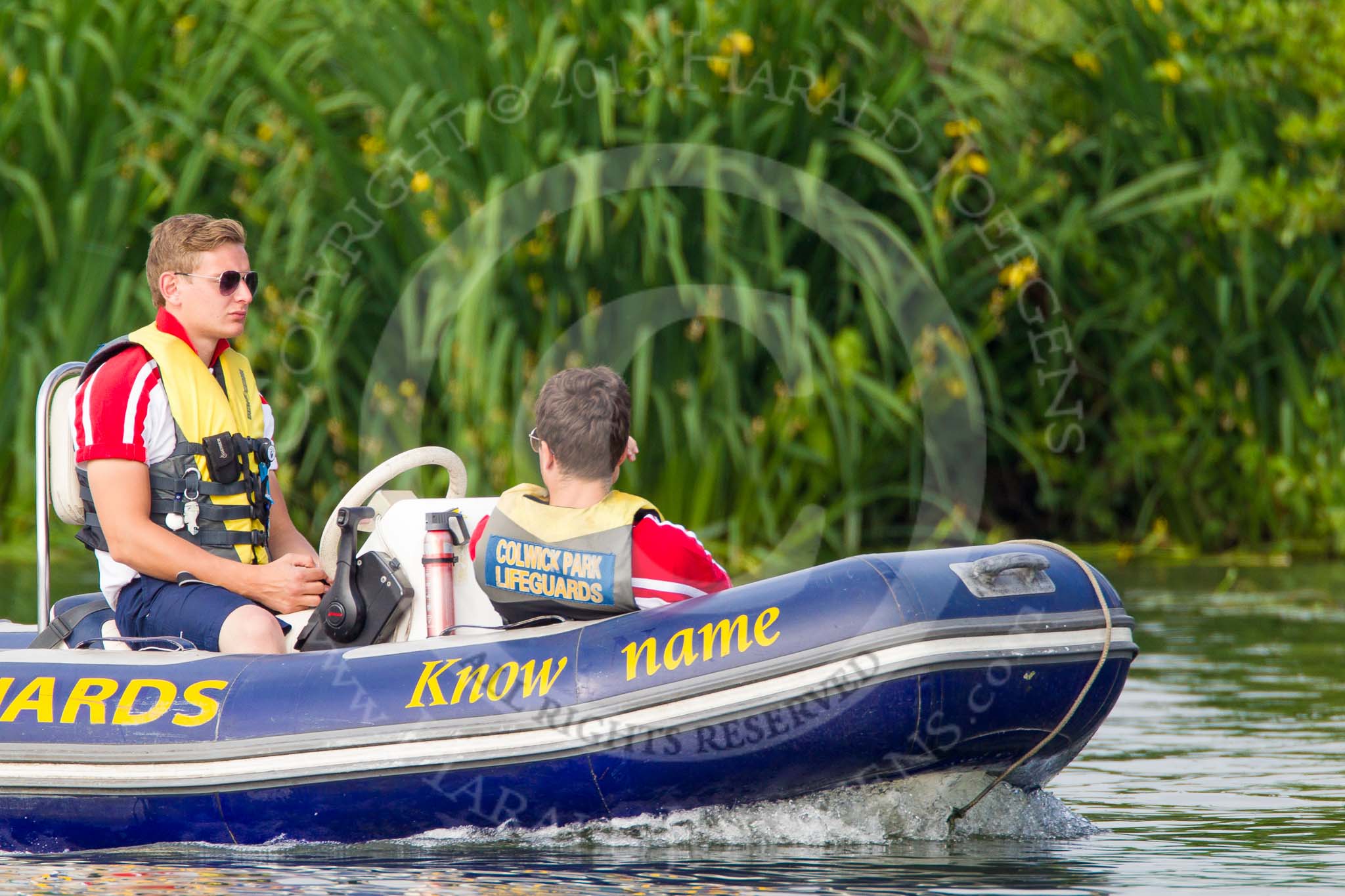 Henley Royal Regatta 2013, Saturday: The Coldwick Park Life Guards patrolling the River Thames during the Henley Royal Regatta. Image #53, 06 July 2013 09:18 River Thames, Henley on Thames, UK