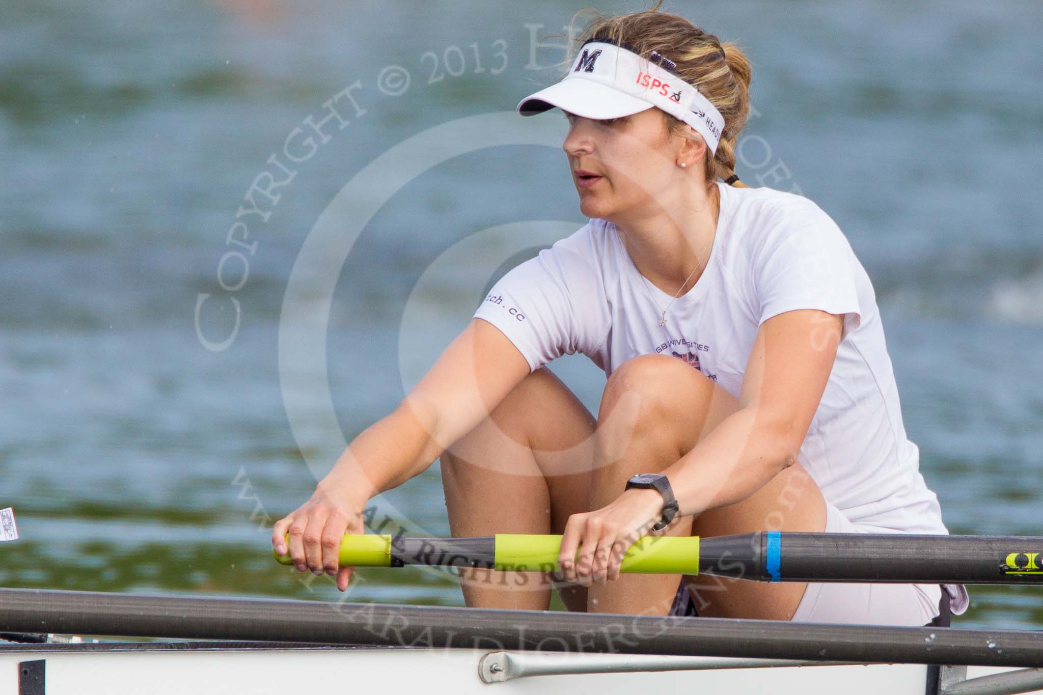 Henley Royal Regatta 2013, Saturday: On the way to the start for a Remenham Challenge Cup Race: Boat 164, Molesey Boat Club, here, in the 2 seat, A. E. Jonckers. Image #78, 06 July 2013 10:06 River Thames, Henley on Thames, UK