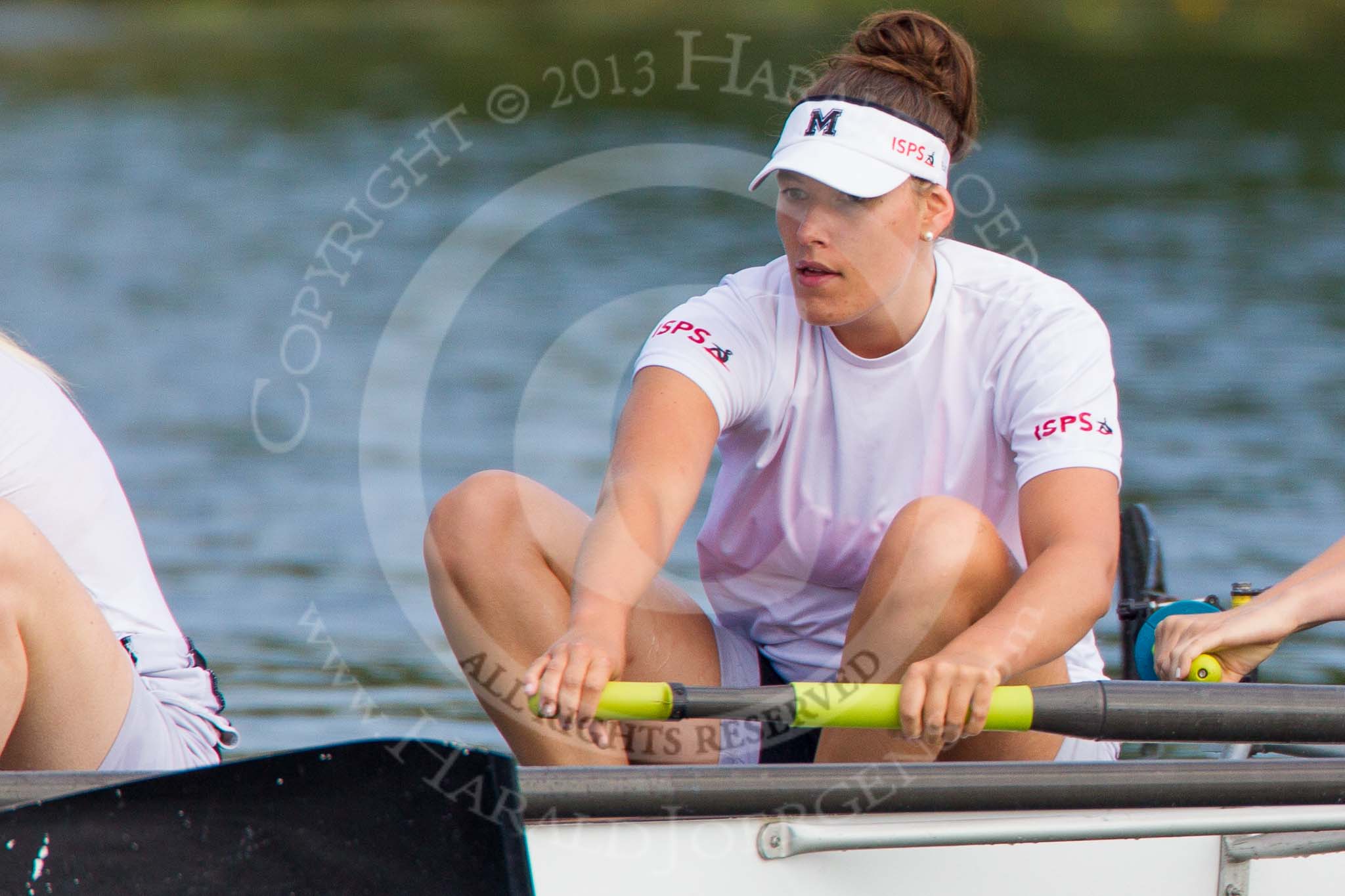 Henley Royal Regatta 2013, Saturday: On the way to the start for a Remenham Challenge Cup Race: Boat 164, Molesey Boat Club, here, in the 4 seat, C. L. van Besouw. Image #80, 06 July 2013 10:06 River Thames, Henley on Thames, UK