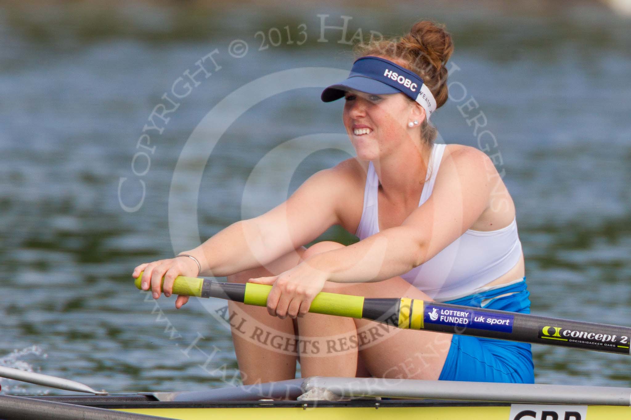 Henley Royal Regatta 2013, Saturday: On the way to the start for a Remenham Challenge Cup Race: Boat 169, Tees Rowing Club and Agecroft Rowing Club, here, at bow, F. C. Gammond. Image #86, 06 July 2013 10:08 River Thames, Henley on Thames, UK