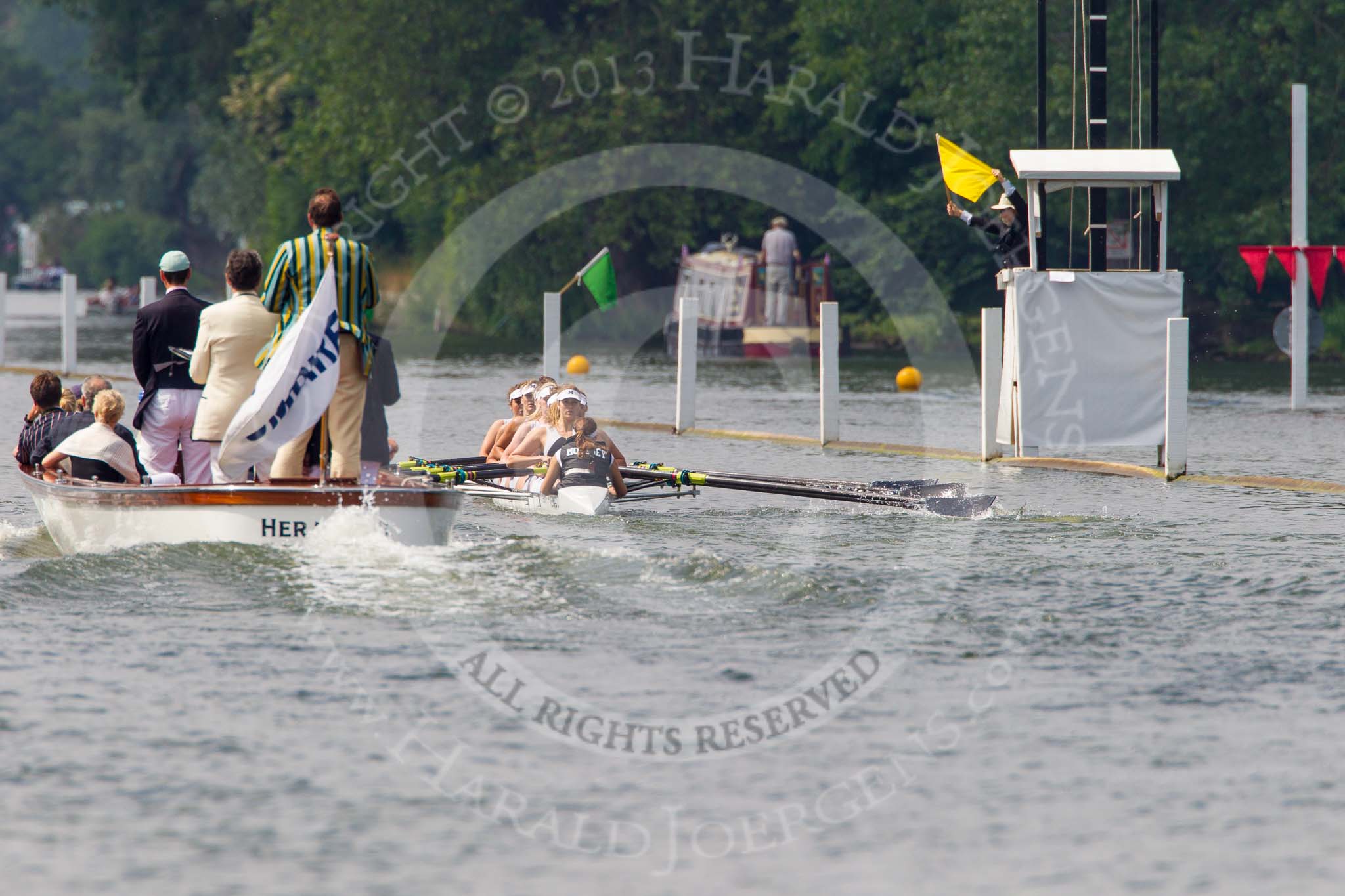 Henley Royal Regatta 2013, Saturday: Race No. 4 for the Remenham Challenge Cup, Molesey Boat Club v Tees Rowing Club and Agecroft Rowing Club. Image #148, 06 July 2013 10:43 River Thames, Henley on Thames, UK