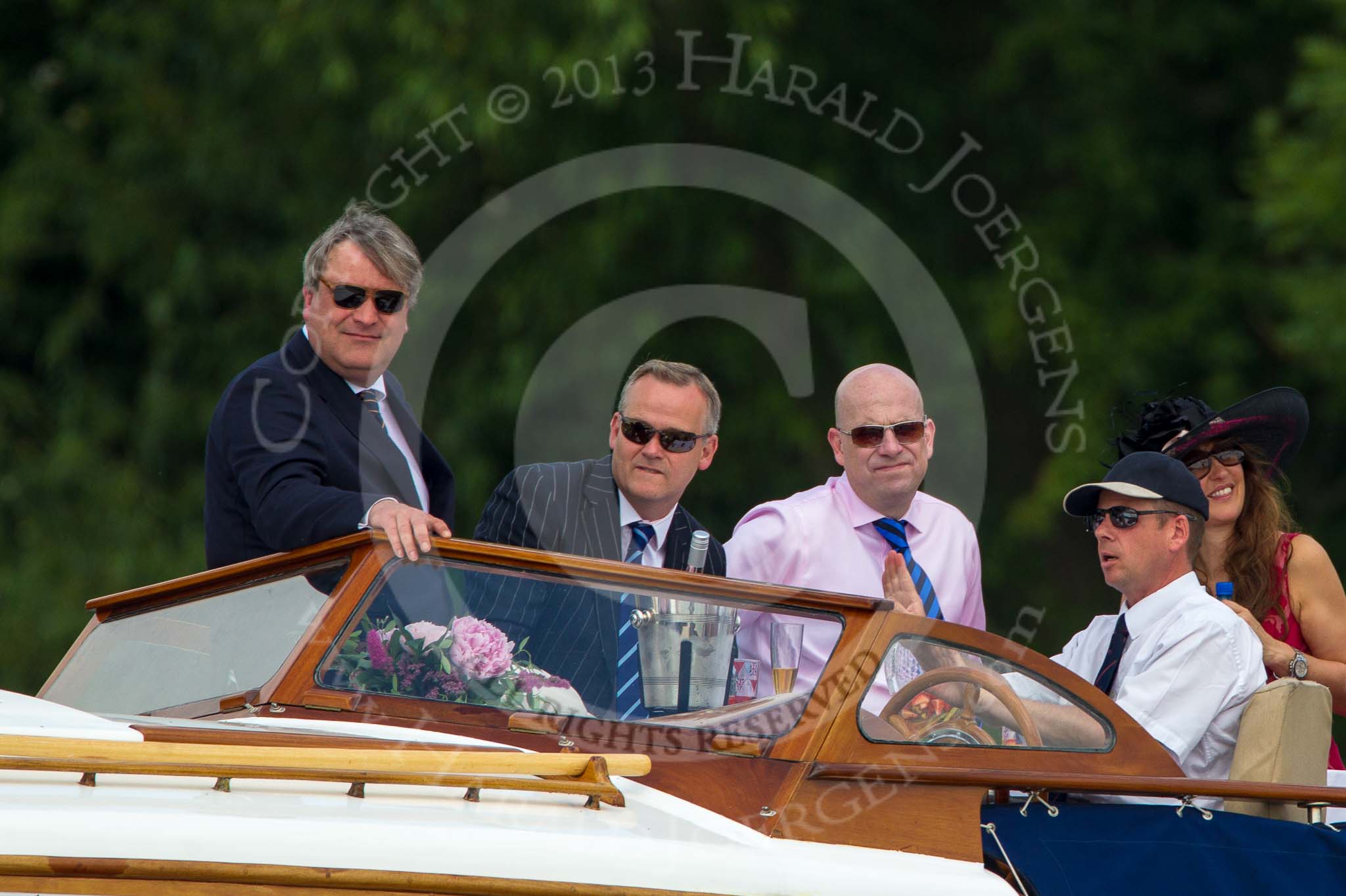 Henley Royal Regatta 2013, Saturday: Pleasure boat traffic next the the HRR race course - "New Venture". Image #211, 06 July 2013 11:35 River Thames, Henley on Thames, UK