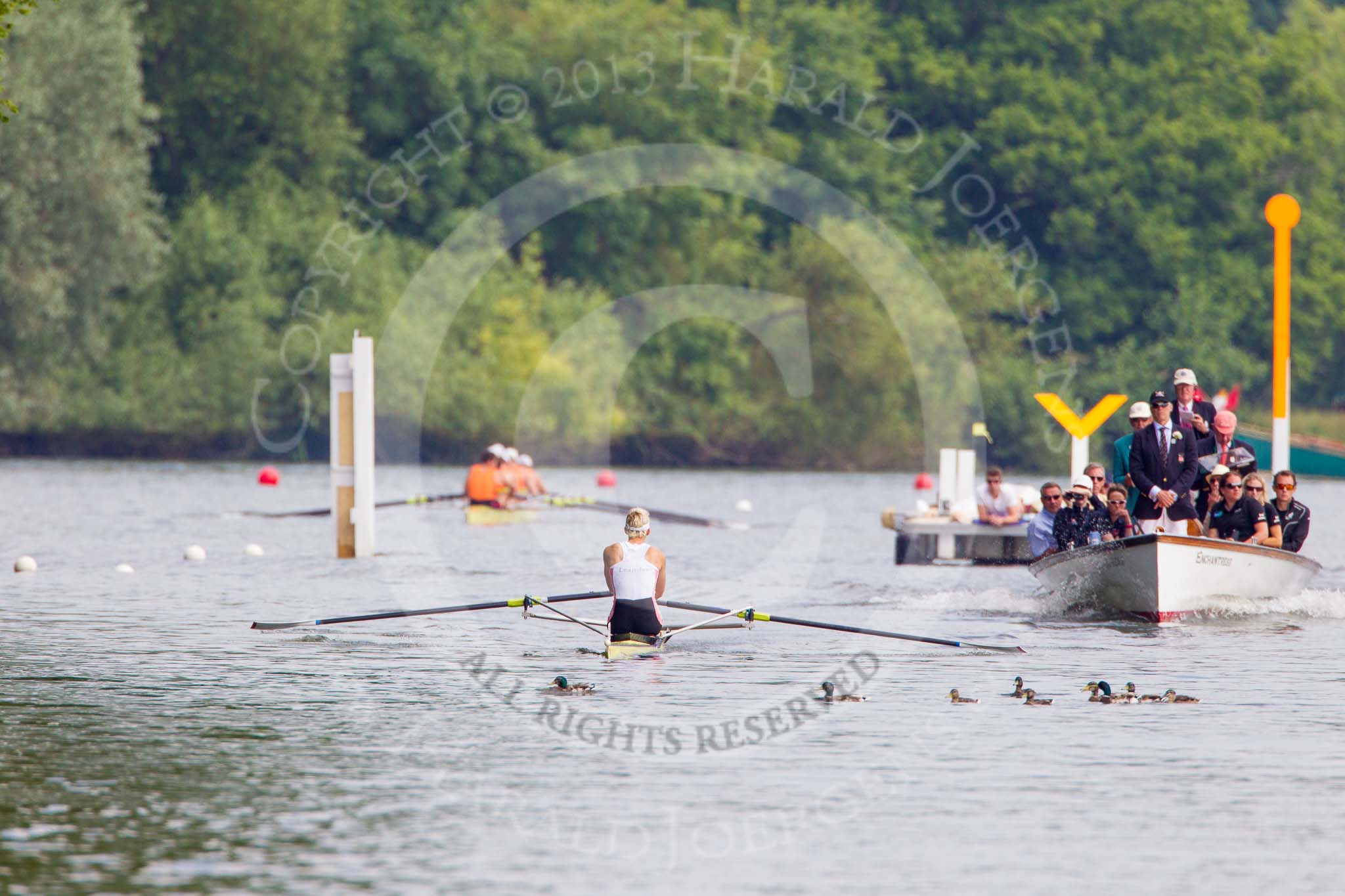 Henley Royal Regatta 2013, Saturday: Race No. 11 for the Princess Royal Challenge Cup, Victoria Thornley (Leander Club) v Emma Twigg (Waiariki Rowing Club, New Zealand), here Victoria Thornley. Image #213, 06 July 2013 11:40 River Thames, Henley on Thames, UK