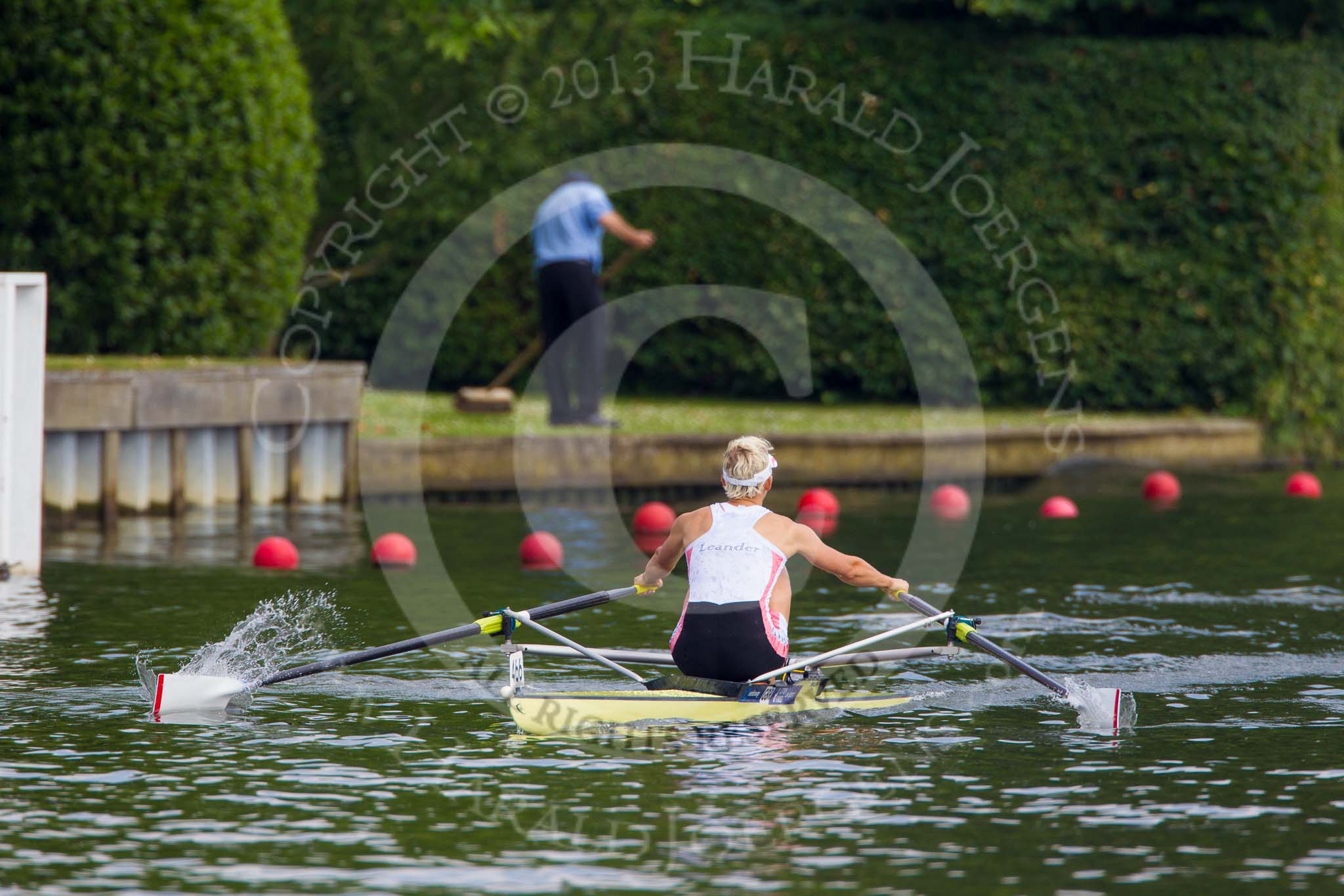 Henley Royal Regatta 2013, Saturday: Race No. 11 for the Princess Royal Challenge Cup, Victoria Thornley (Leander Club) v Emma Twigg (Waiariki Rowing Club, New Zealand), here Victoria Thornley. Image #218, 06 July 2013 11:40 River Thames, Henley on Thames, UK