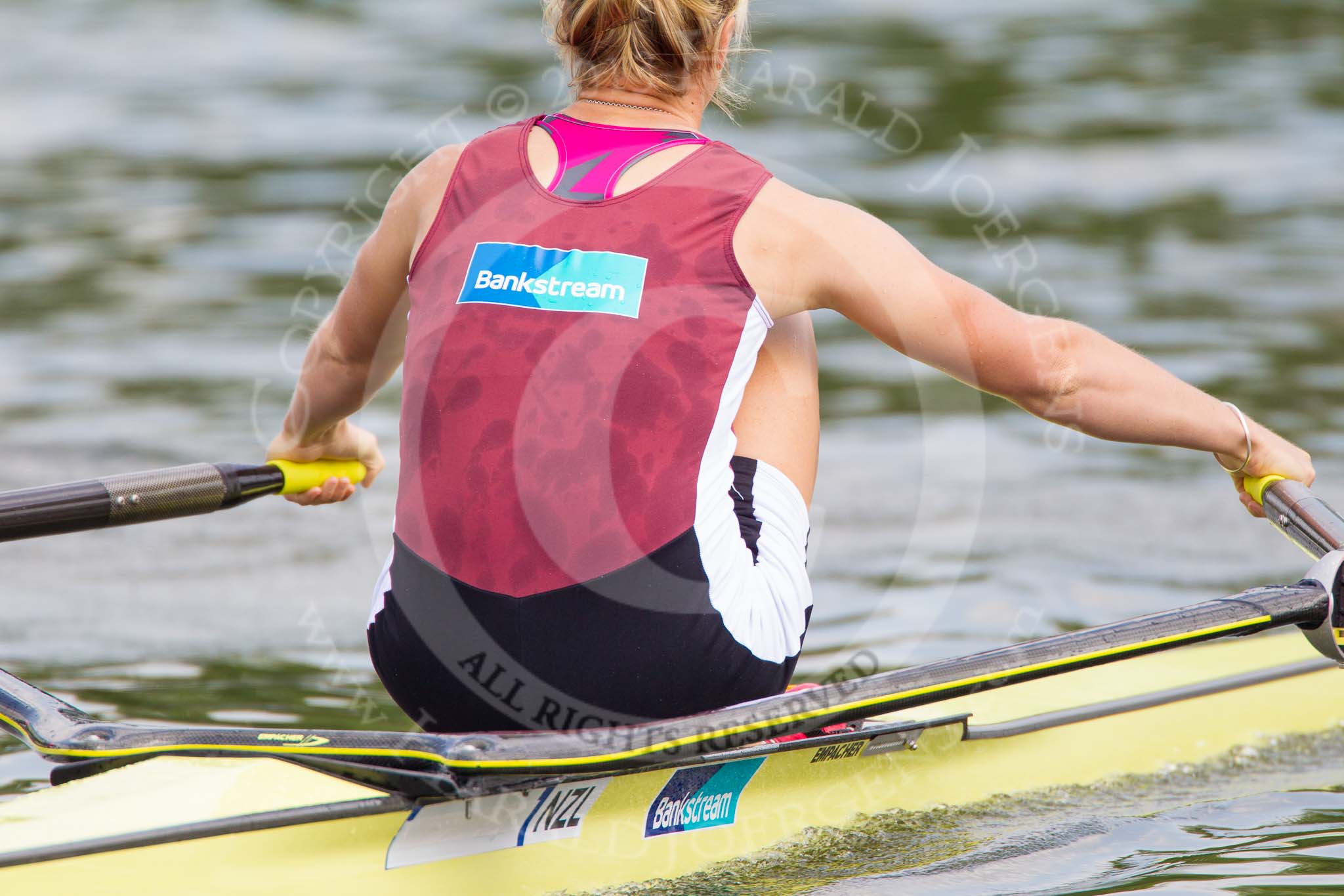 Henley Royal Regatta 2013, Saturday: Race No. 11 for the Princess Royal Challenge Cup, Victoria Thornley (Leander Club) v Emma Twigg (Waiariki Rowing Club, New Zealand), here Emma Twigg. Image #222, 06 July 2013 11:40 River Thames, Henley on Thames, UK