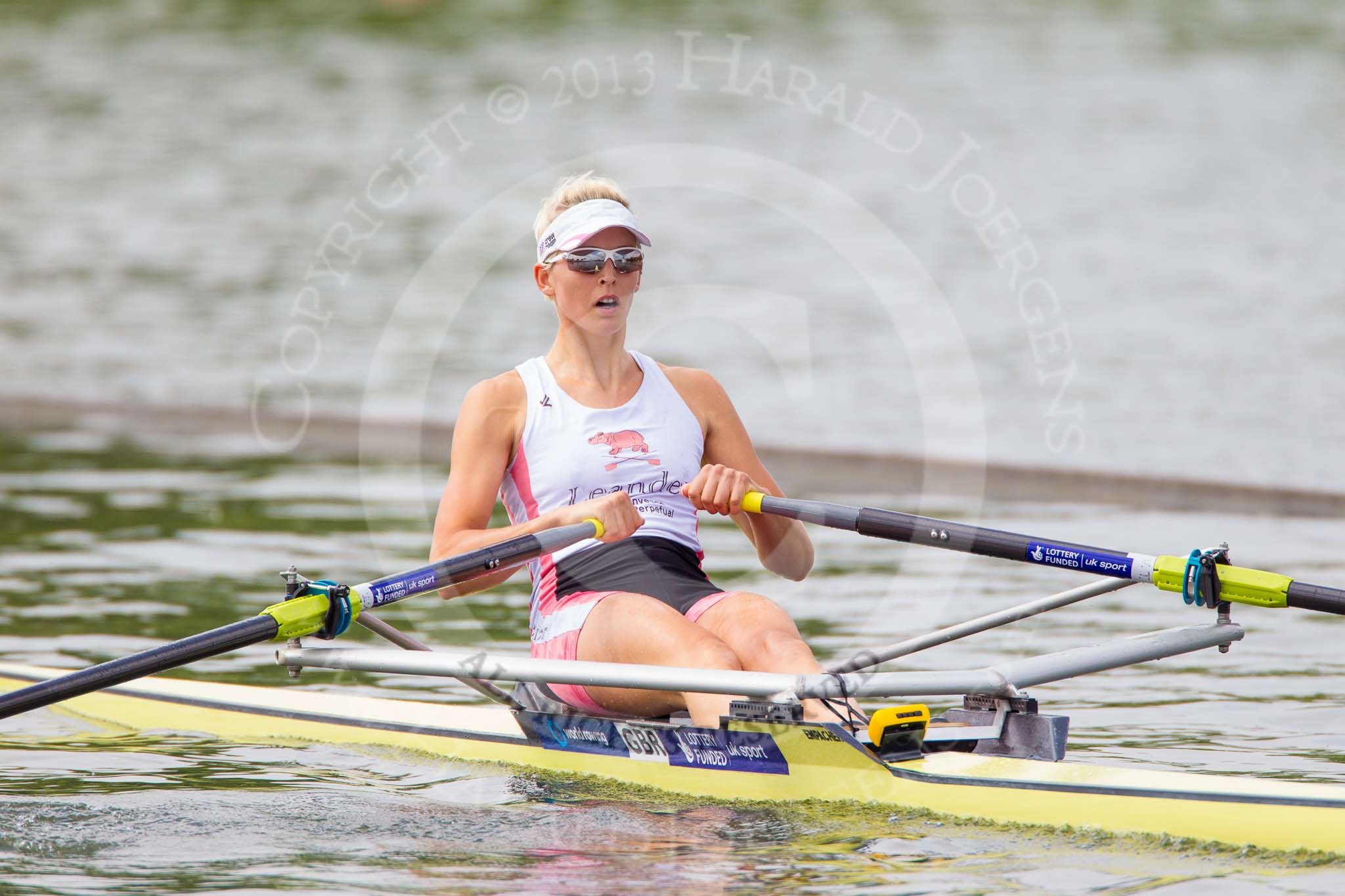 Henley Royal Regatta 2013, Saturday: Race No. 11 for the Princess Royal Challenge Cup, Victoria Thornley (Leander Club) v Emma Twigg (Waiariki Rowing Club, New Zealand), here Victoria Thornley. Image #225, 06 July 2013 11:41 River Thames, Henley on Thames, UK