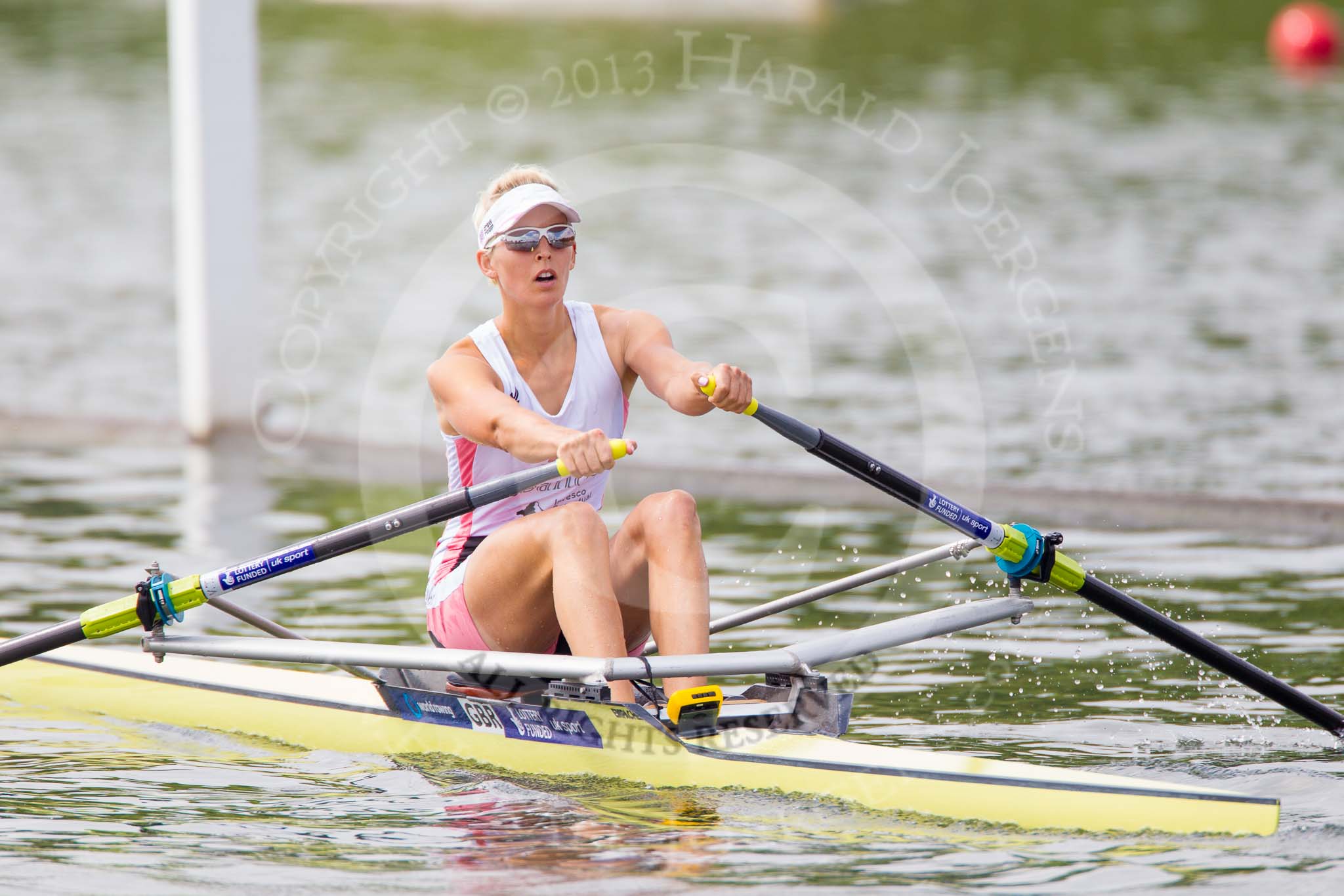 Henley Royal Regatta 2013, Saturday: Race No. 11 for the Princess Royal Challenge Cup, Victoria Thornley (Leander Club) v Emma Twigg (Waiariki Rowing Club, New Zealand), here Victoria Thornley. Image #226, 06 July 2013 11:41 River Thames, Henley on Thames, UK