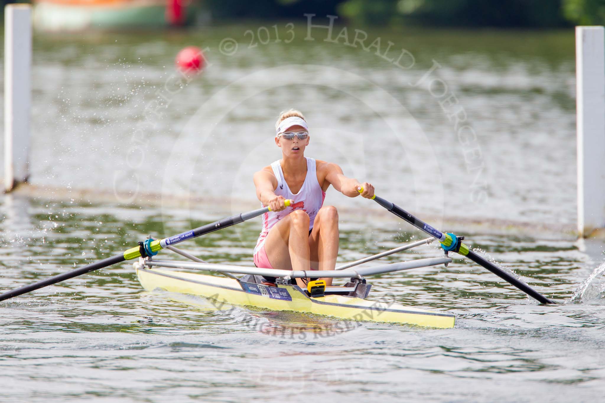 Henley Royal Regatta 2013, Saturday: Race No. 11 for the Princess Royal Challenge Cup, Victoria Thornley (Leander Club) v Emma Twigg (Waiariki Rowing Club, New Zealand), here Victoria Thornley. Image #228, 06 July 2013 11:41 River Thames, Henley on Thames, UK