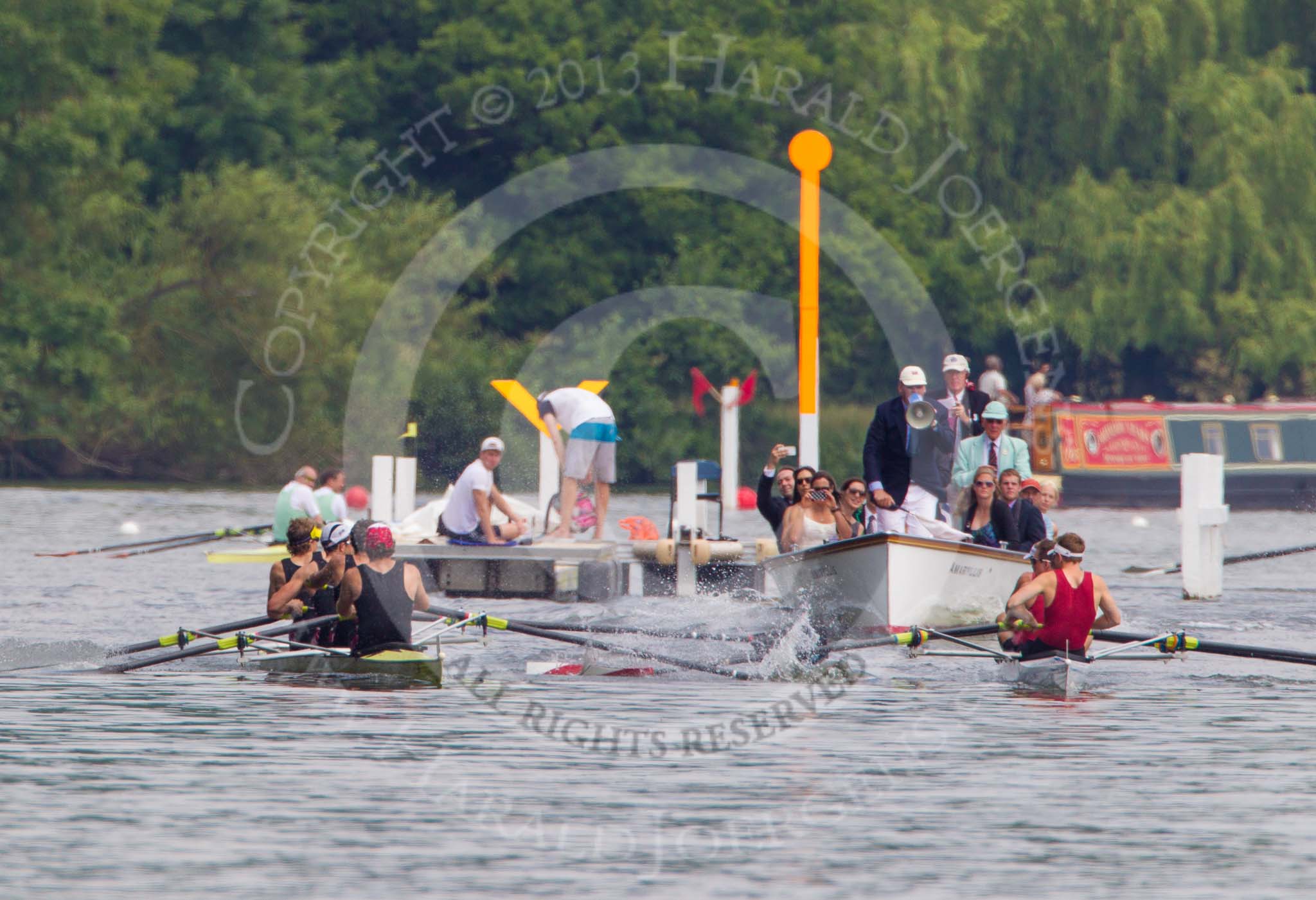 Henley Royal Regatta 2013, Saturday: Race No. 15 for the Visitors' Challenge Cup, Thames Rowing Club v Harvard University 'B'. Image #293, 06 July 2013 12:20 River Thames, Henley on Thames, UK