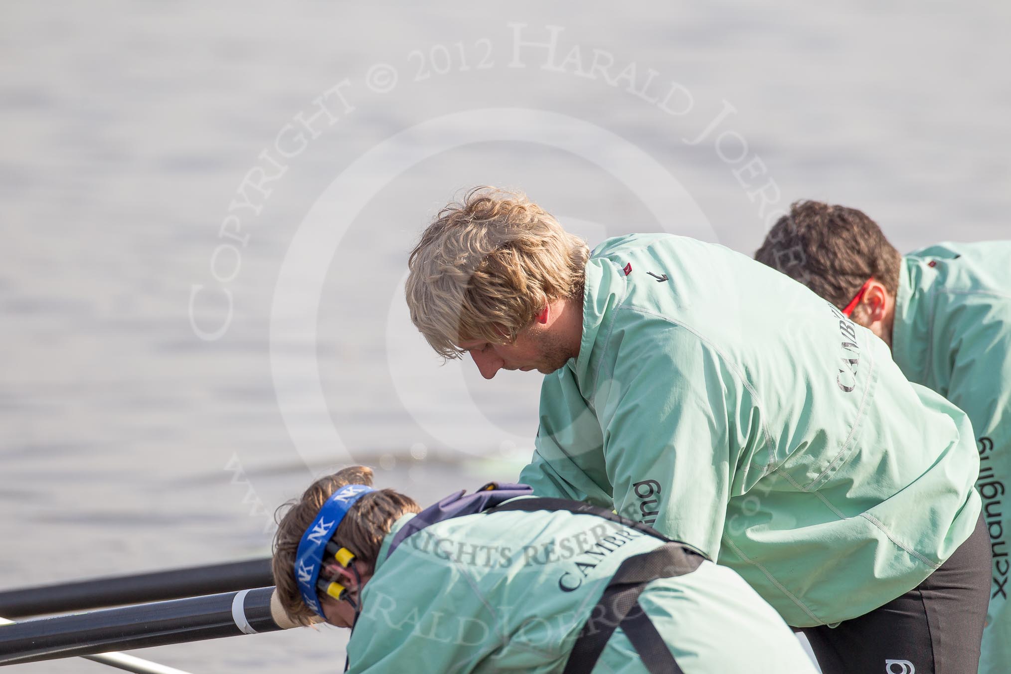 The Boat Race season 2012 - fixture CUBC vs Leander: CUBC cox Ed Bosson and stroke Niles Garrat..
River Thames between Putney and Molesey,
London,
Greater London,
United Kingdom,
on 10 March 2012 at 13:26, image #16