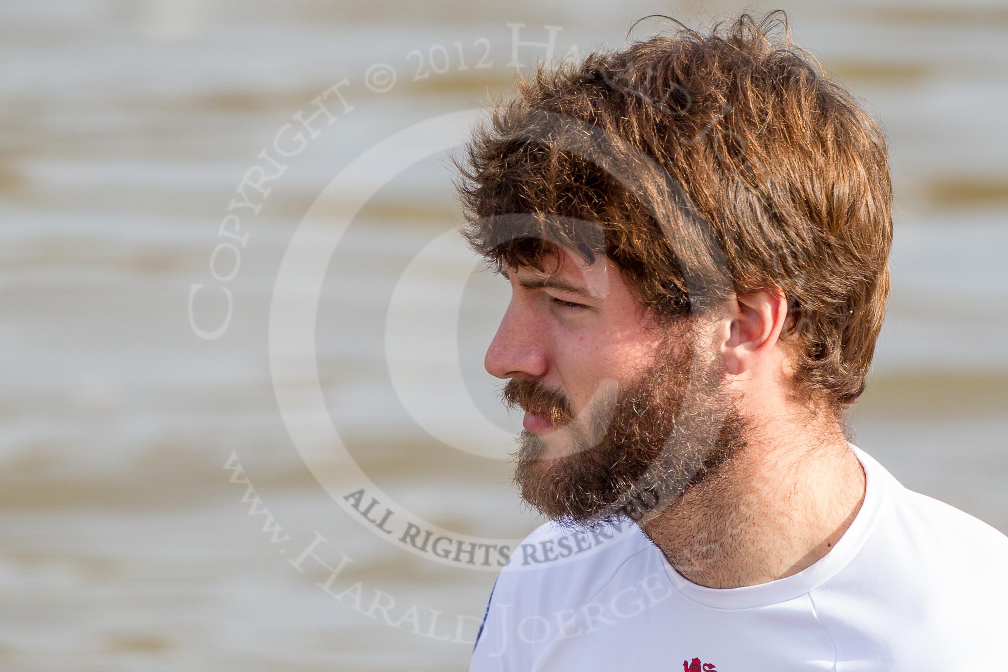 The Boat Race season 2012 - fixture CUBC vs Leander: Close-up of CUBC 6 seat Steve Dudek..
River Thames between Putney and Molesey,
London,
Greater London,
United Kingdom,
on 10 March 2012 at 13:27, image #22